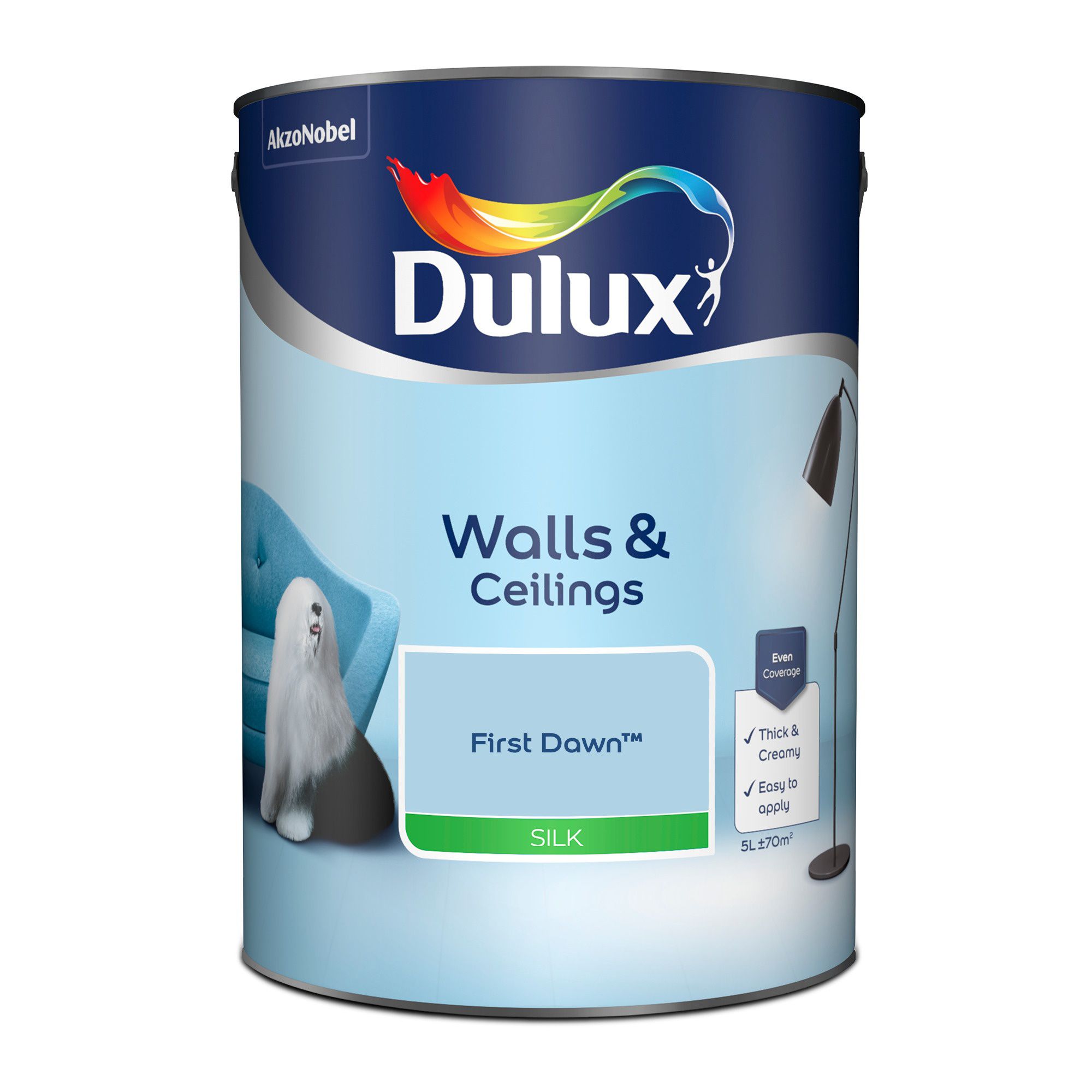 Dulux Walls & ceilings First dawn Silk Emulsion paint, 5L