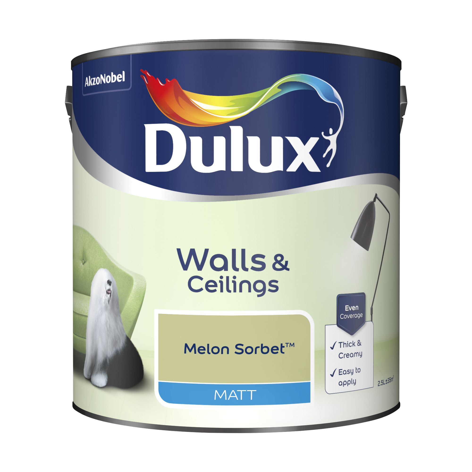 Dulux Walls & ceilings Melon sorbet Matt Emulsion paint, 2.5L