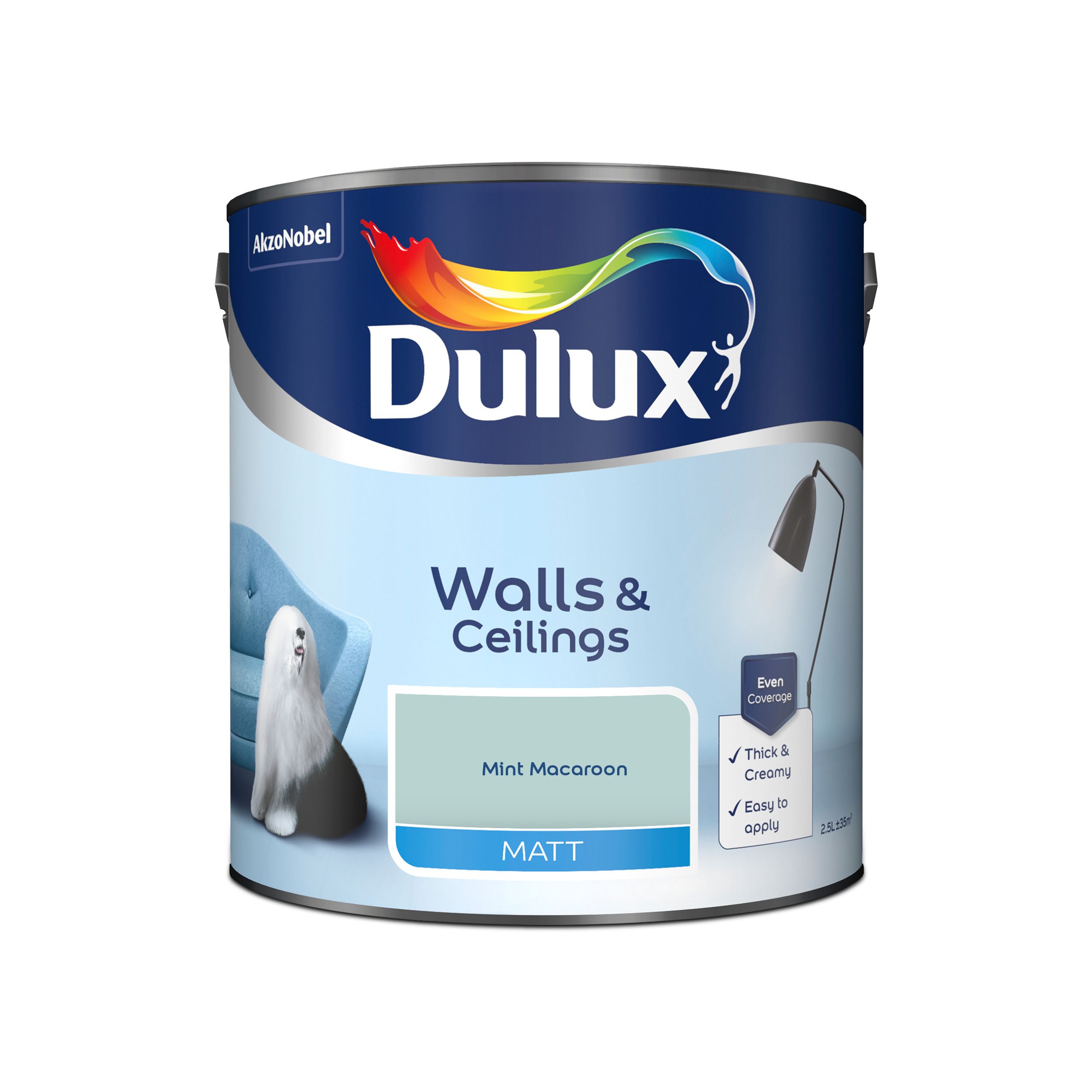 Dulux Walls & ceilings Mint macaroon Matt Emulsion paint, 2.5L