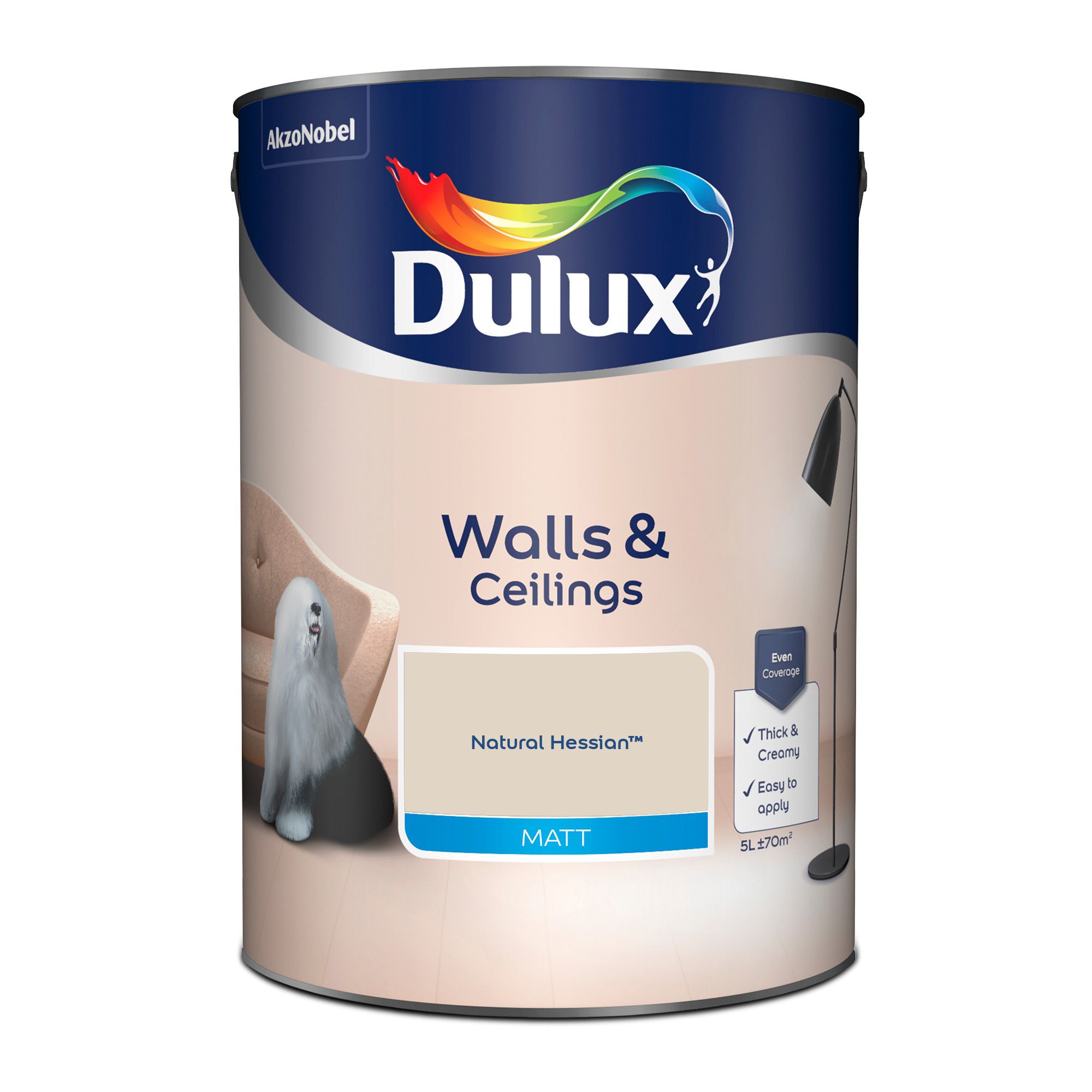 Dulux Walls & ceilings Natural hessian Matt Emulsion paint, 5L