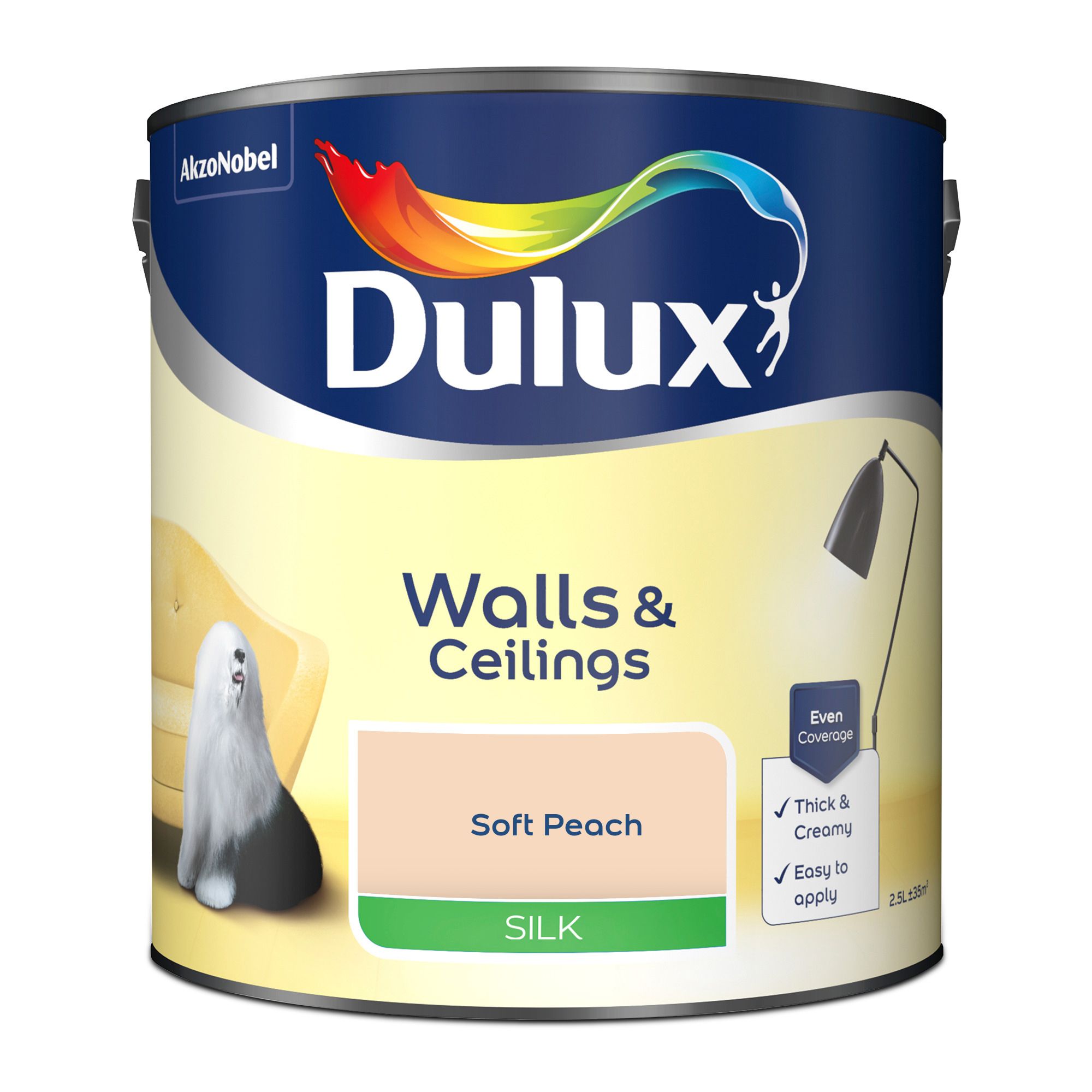 Dulux Walls & ceilings Soft peach Silk Emulsion paint, 2.5L