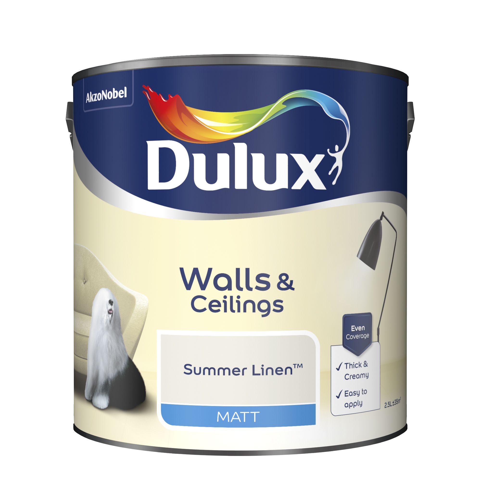 Dulux Walls & ceilings Summer linen Matt Emulsion paint, 2.5L