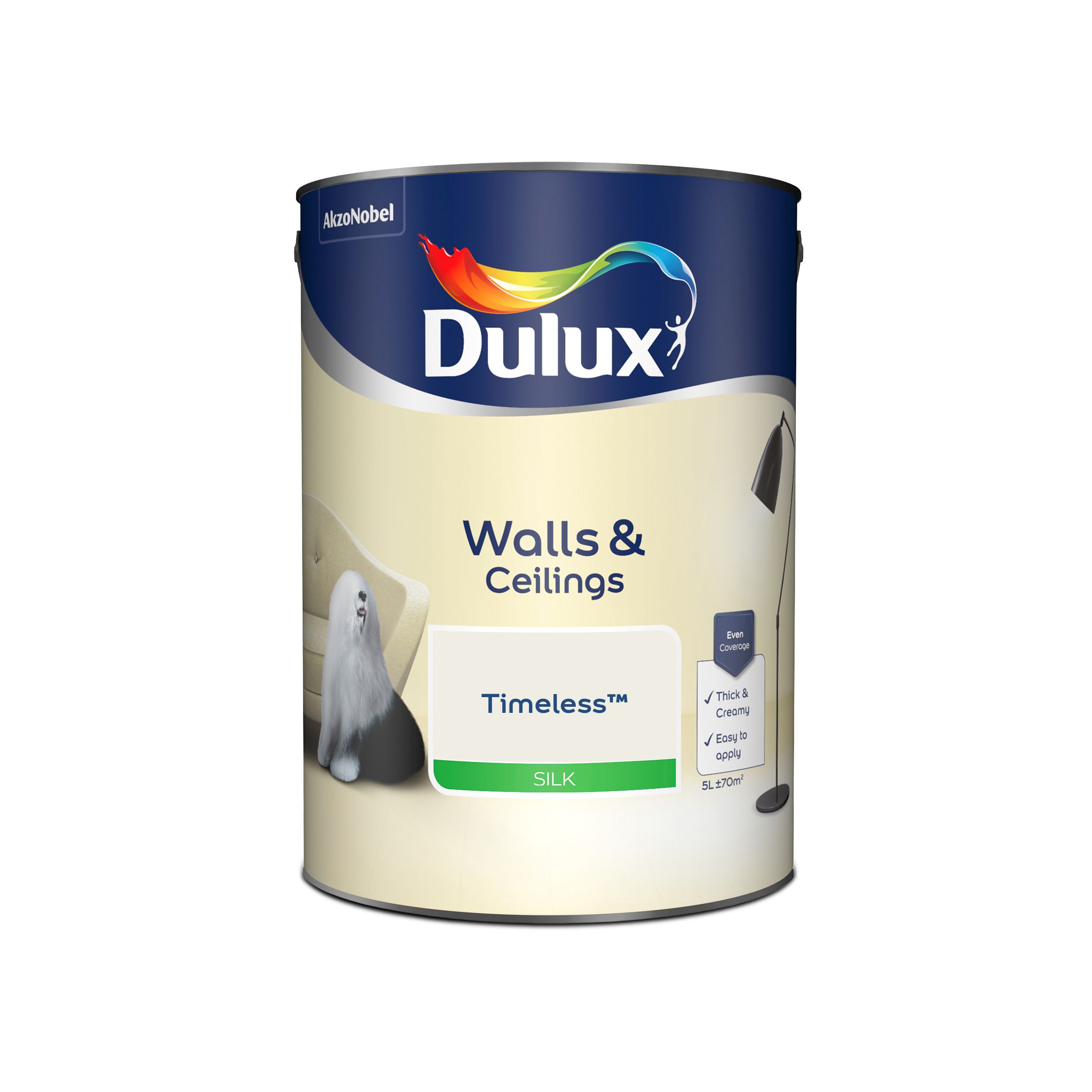 Dulux Walls & ceilings Timeless Silk Emulsion paint, 5L