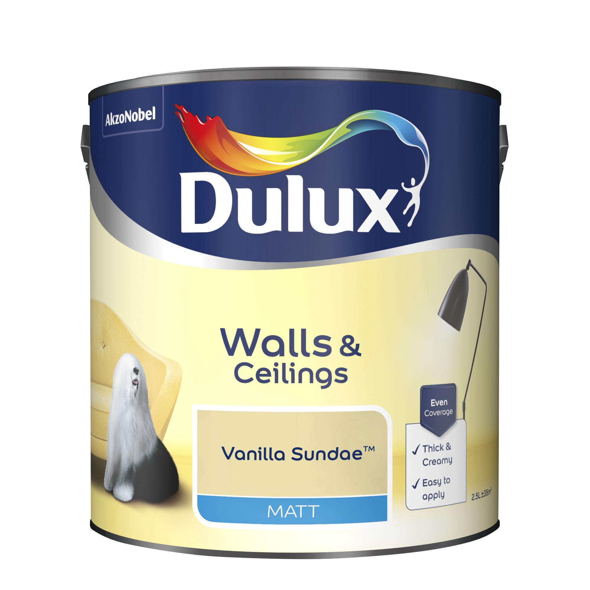 Dulux Walls & ceilings Vanilla sundae Matt Emulsion paint, 2.5L