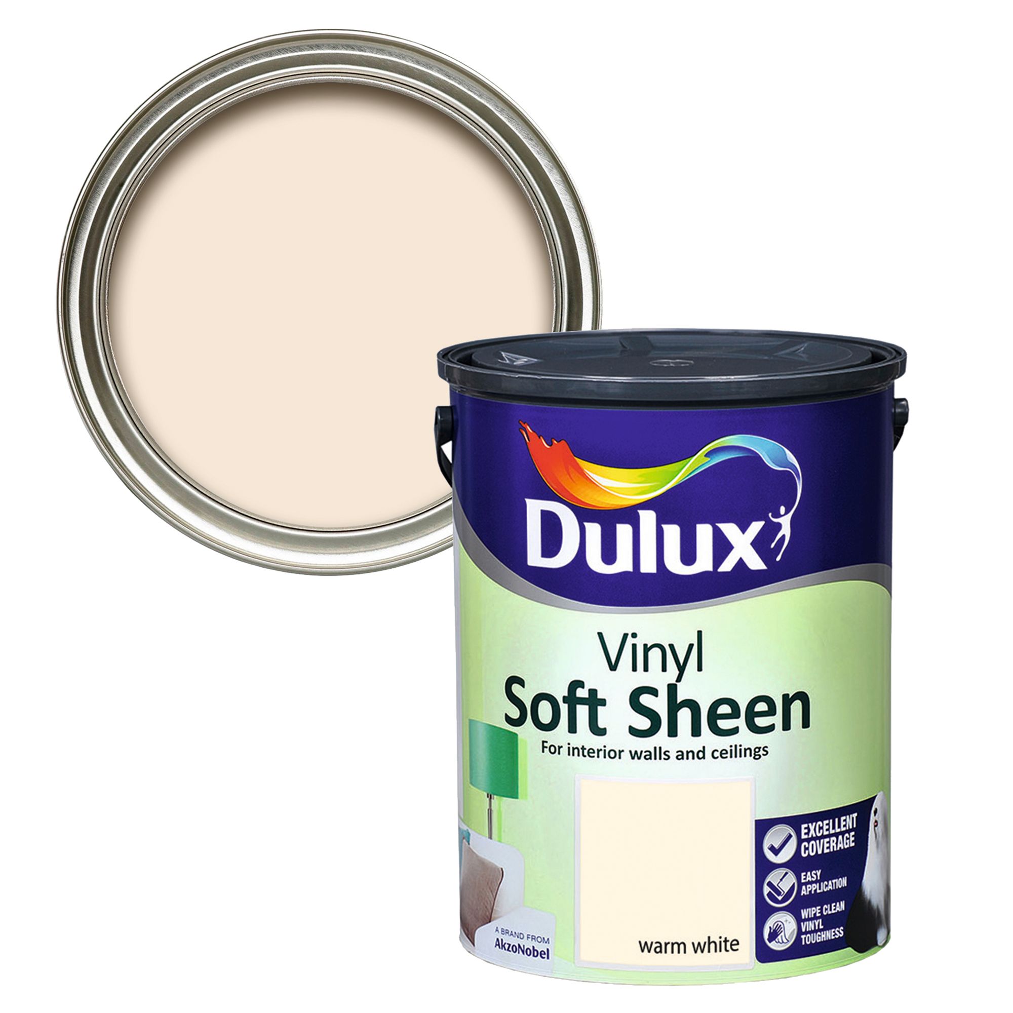 Dulux Warm white Mid sheen Emulsion paint, 5L Tradepoint