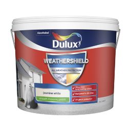 Dulux Weathershield All weather protection Jasmine white Smooth Matt Masonry paint, 10L