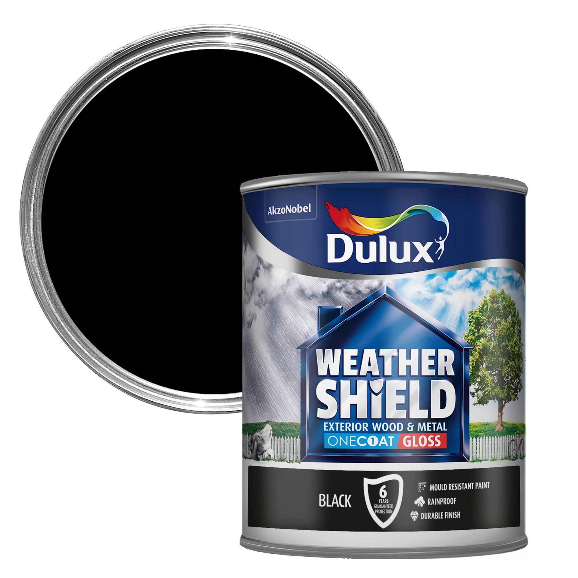 Dulux Weathershield Black Gloss Exterior Metal & wood paint, 750ml