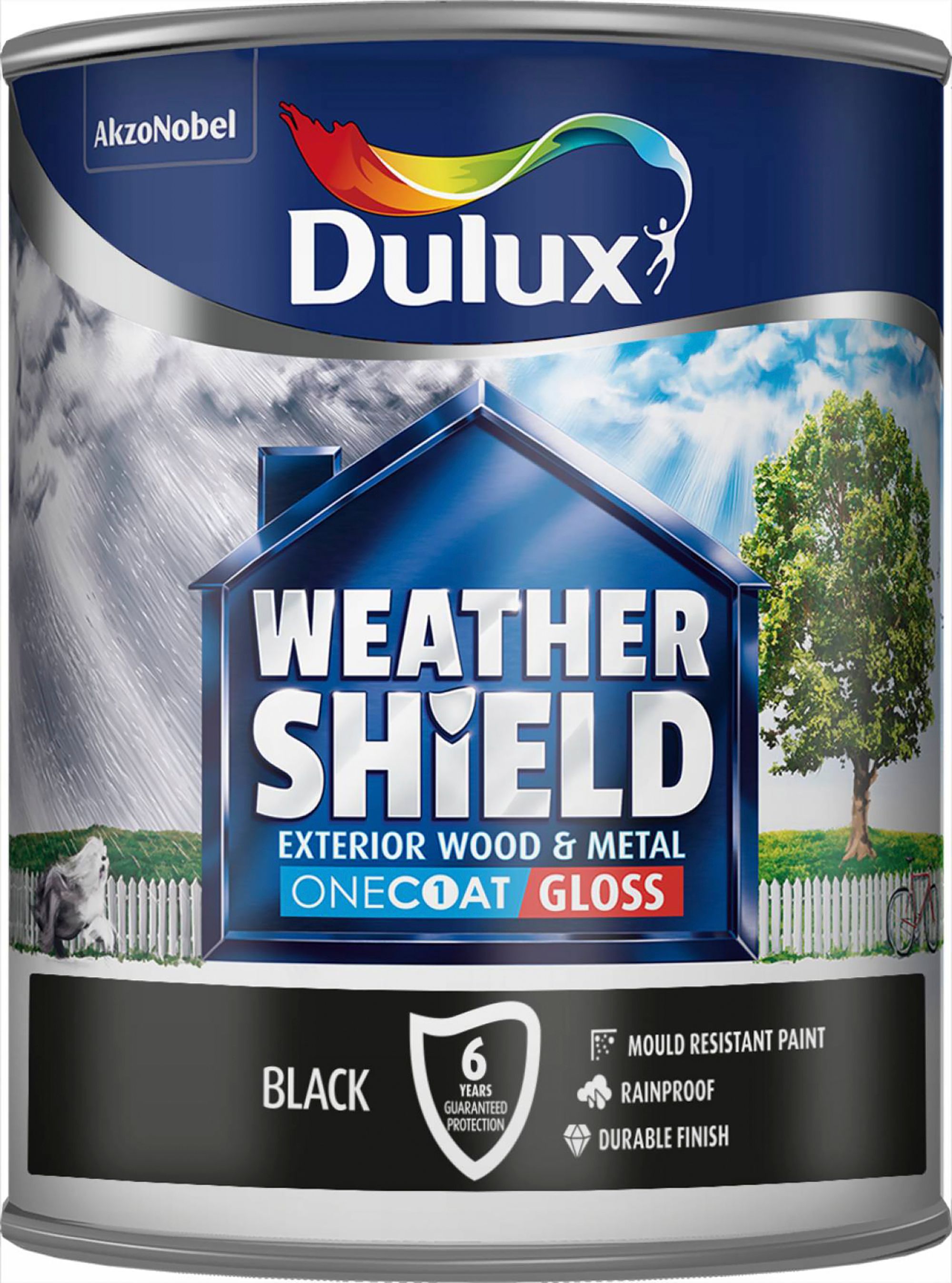 Dulux Weathershield Black Gloss Exterior Metal & wood paint, 750ml