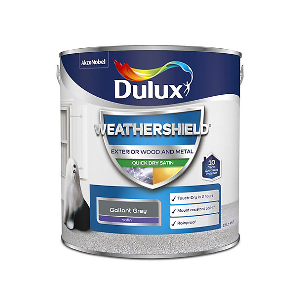 Dulux Weathershield Gallant Grey Satin Metal Wood Paint 2 5l Tradepoint - Dulux Weathershield Fence Paint Colours
