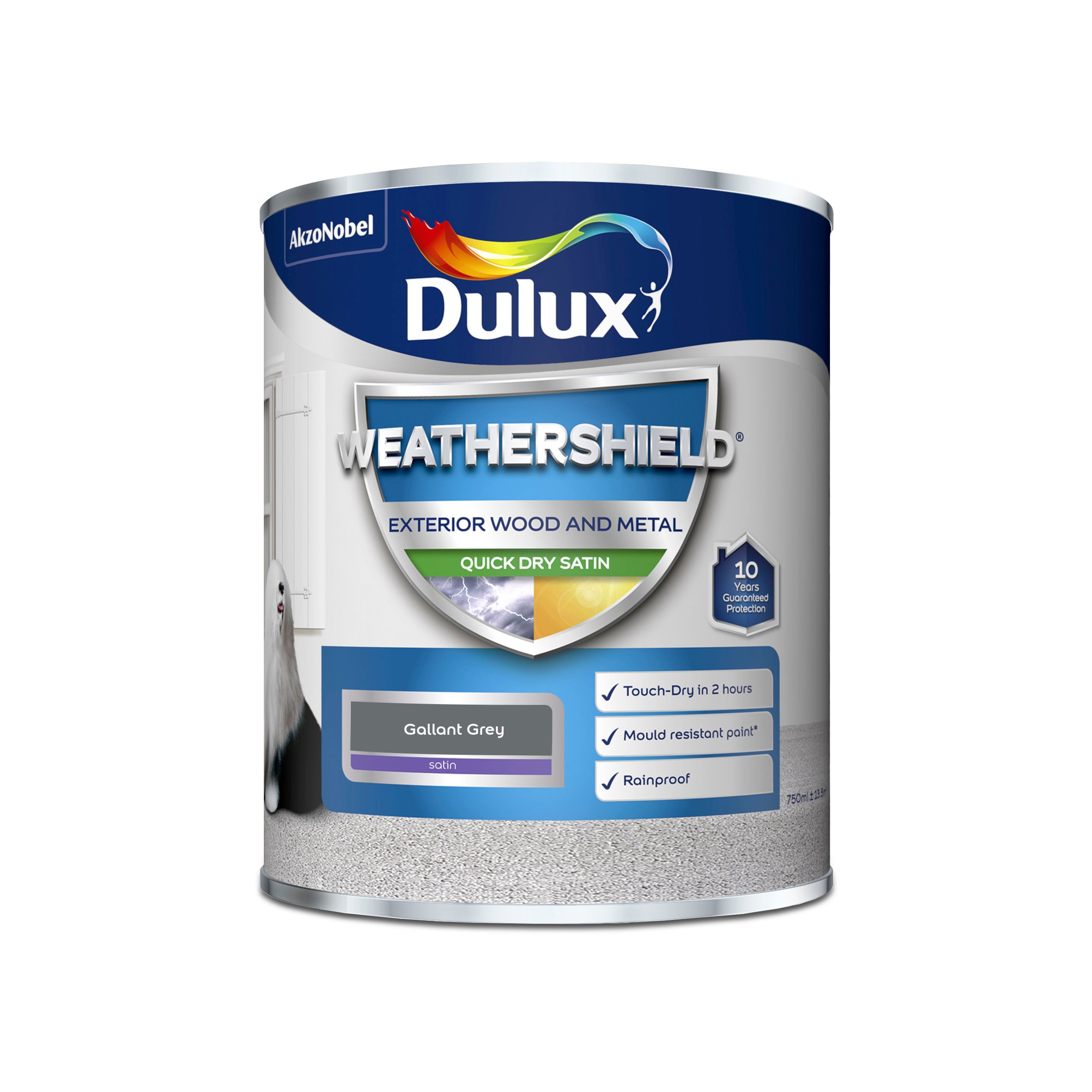 Dulux Weathershield Gallant grey Satinwood Exterior Metal & wood paint, 750ml