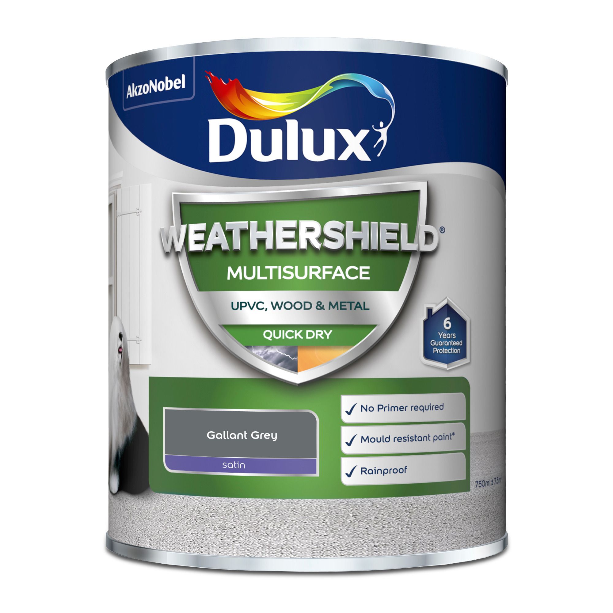Dulux Weathershield Gallant Grey Satinwood Multi-surface paint, 750ml