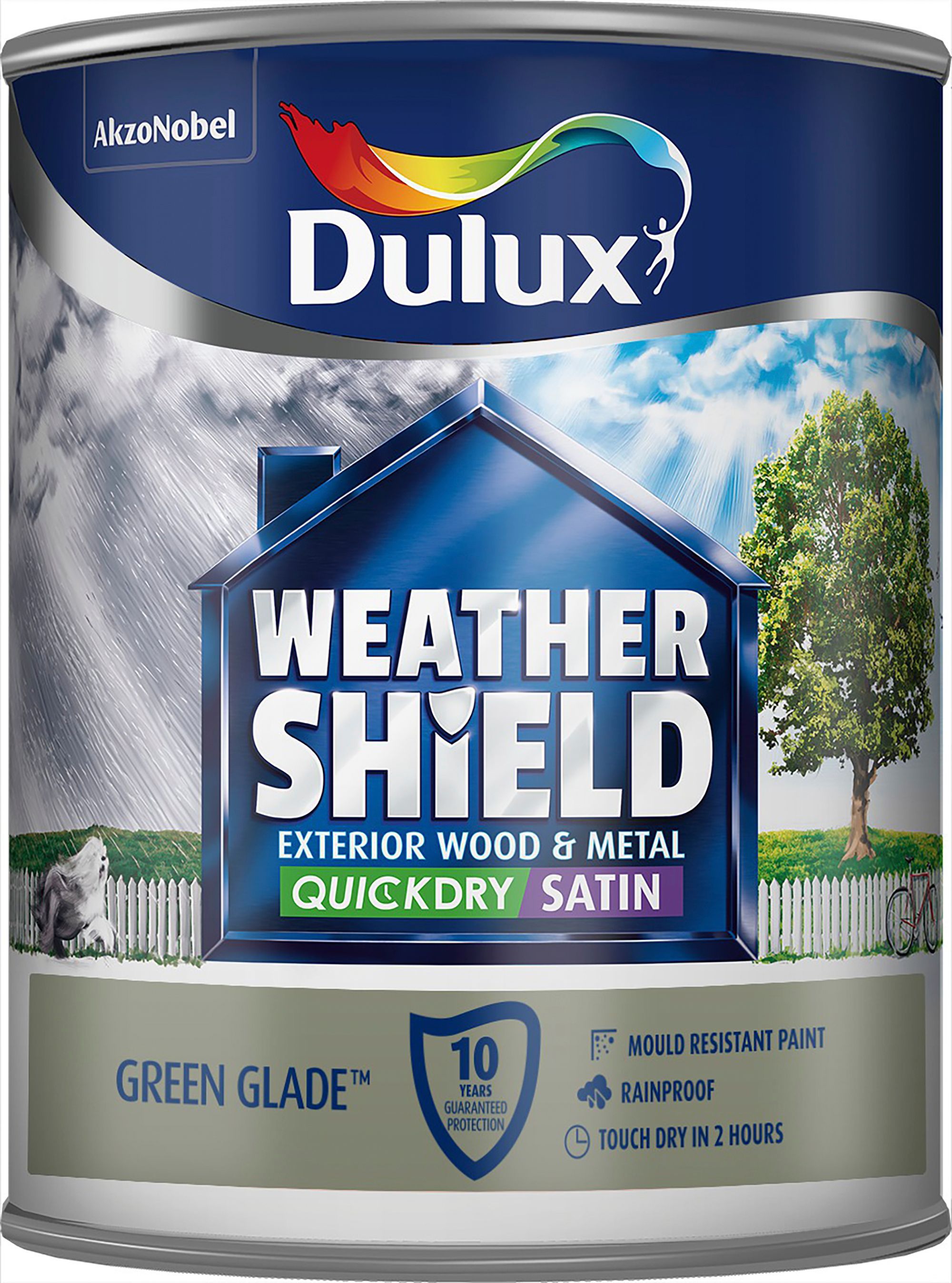 Dulux Weathershield Green glade Satinwood Exterior Metal & wood paint, 750ml