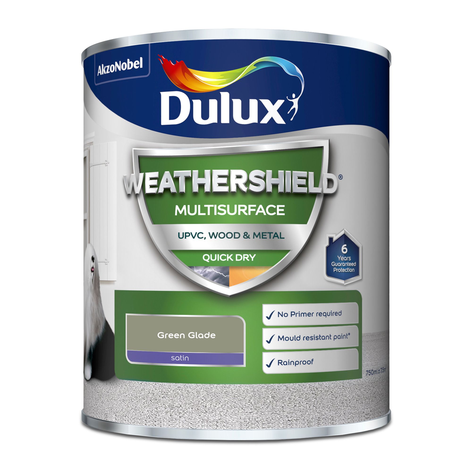 Dulux Weathershield Green Glade Satinwood Multi-surface paint, 750ml