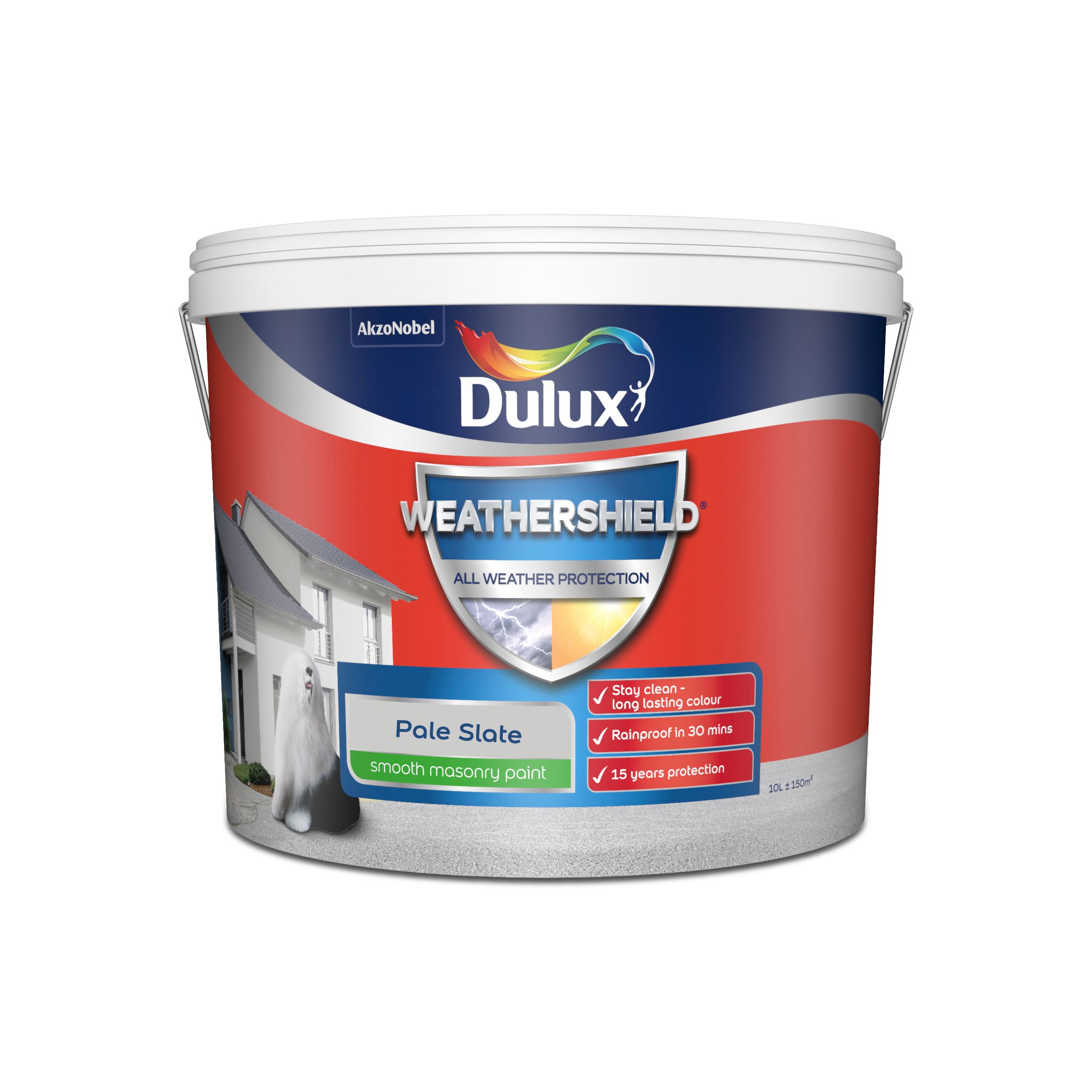 Dulux Weathershield Pale slate Smooth Matt Masonry paint, 10L