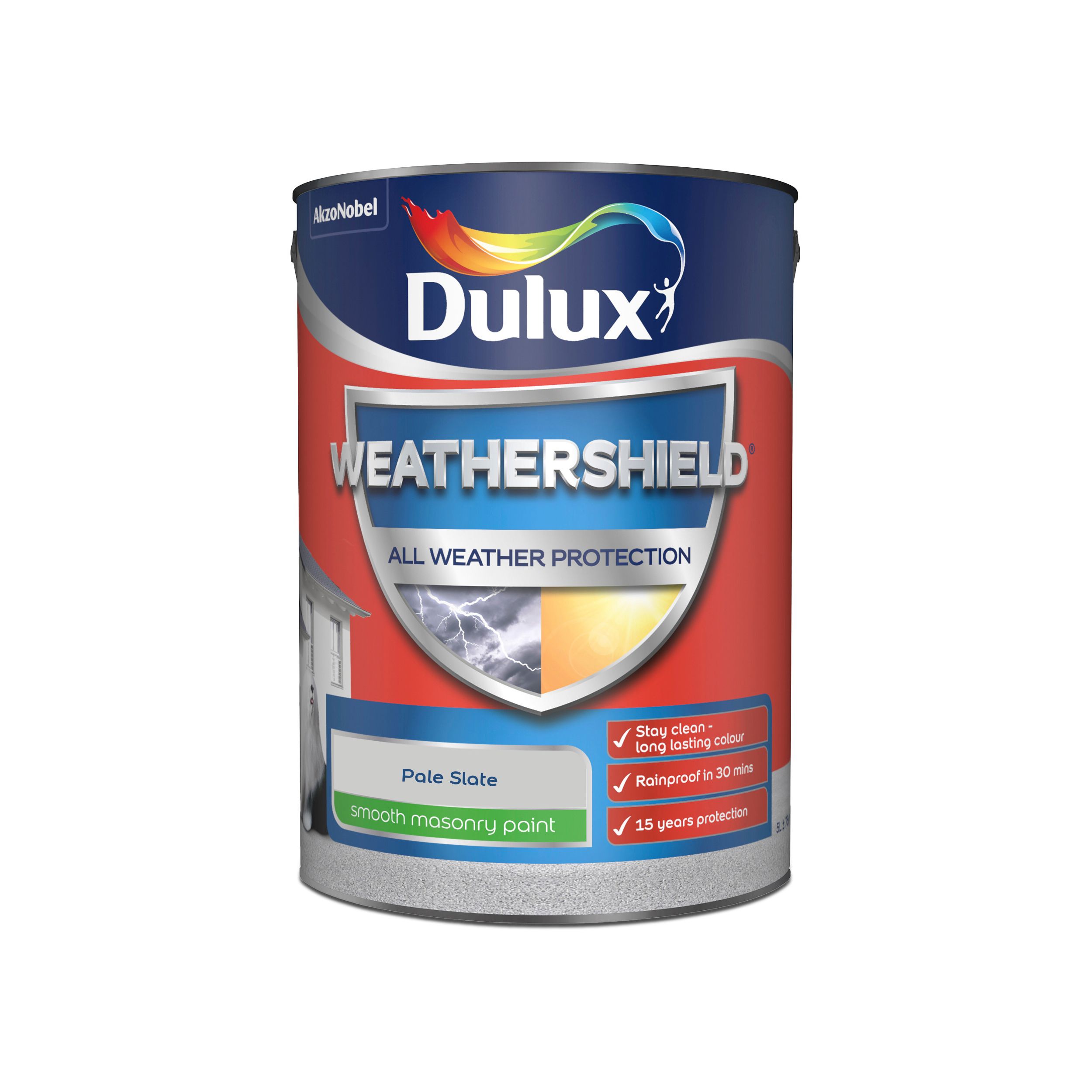 Dulux Weathershield Pale slate Smooth Matt Masonry paint, 5L
