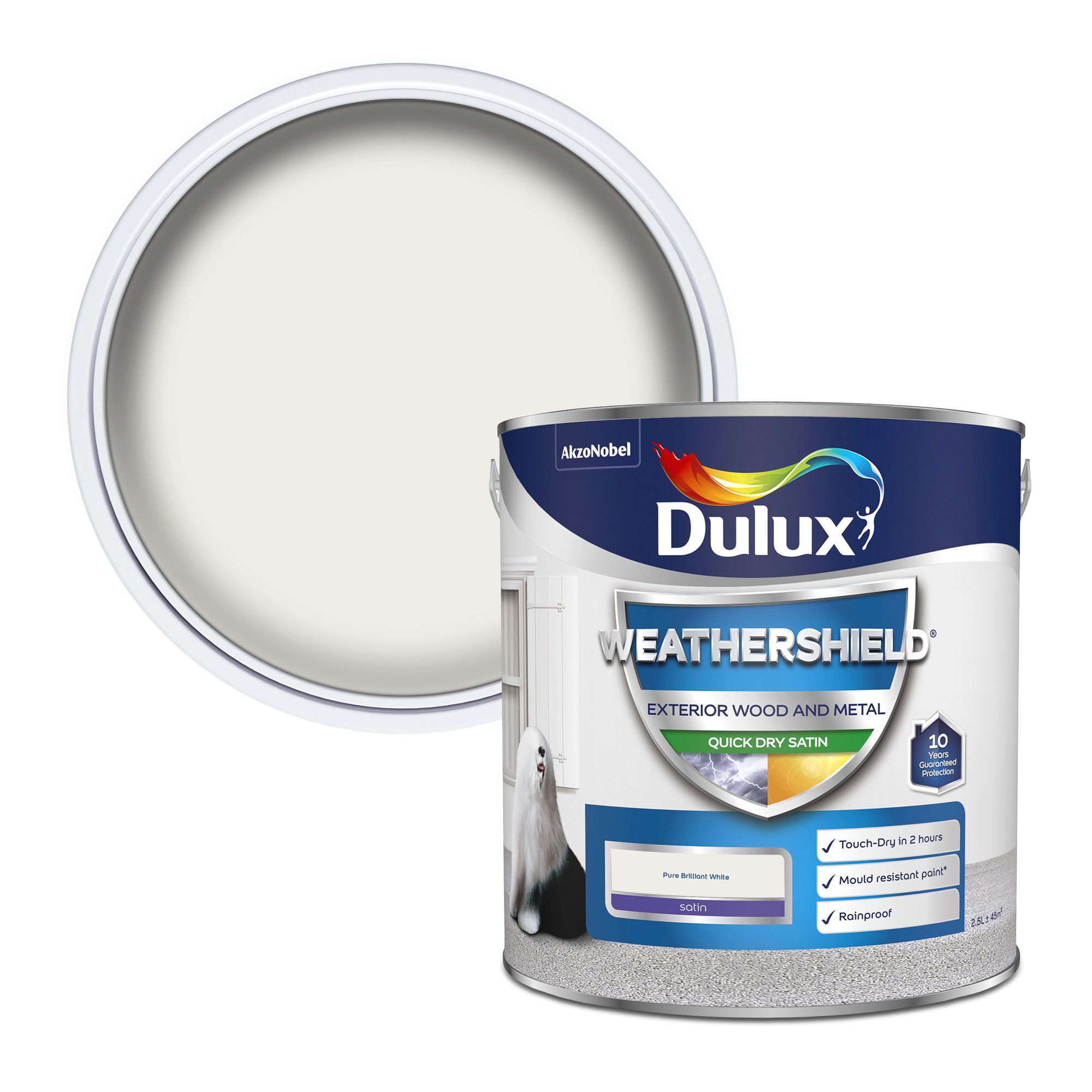 Dulux Weathershield Pure brilliant white Satinwood Exterior Metal