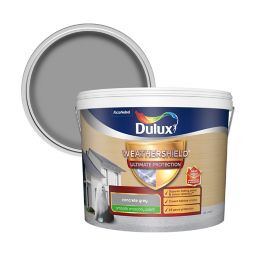 Dulux Weathershield Ultimate protection Concrete grey Smooth Matt Masonry paint, 10L
