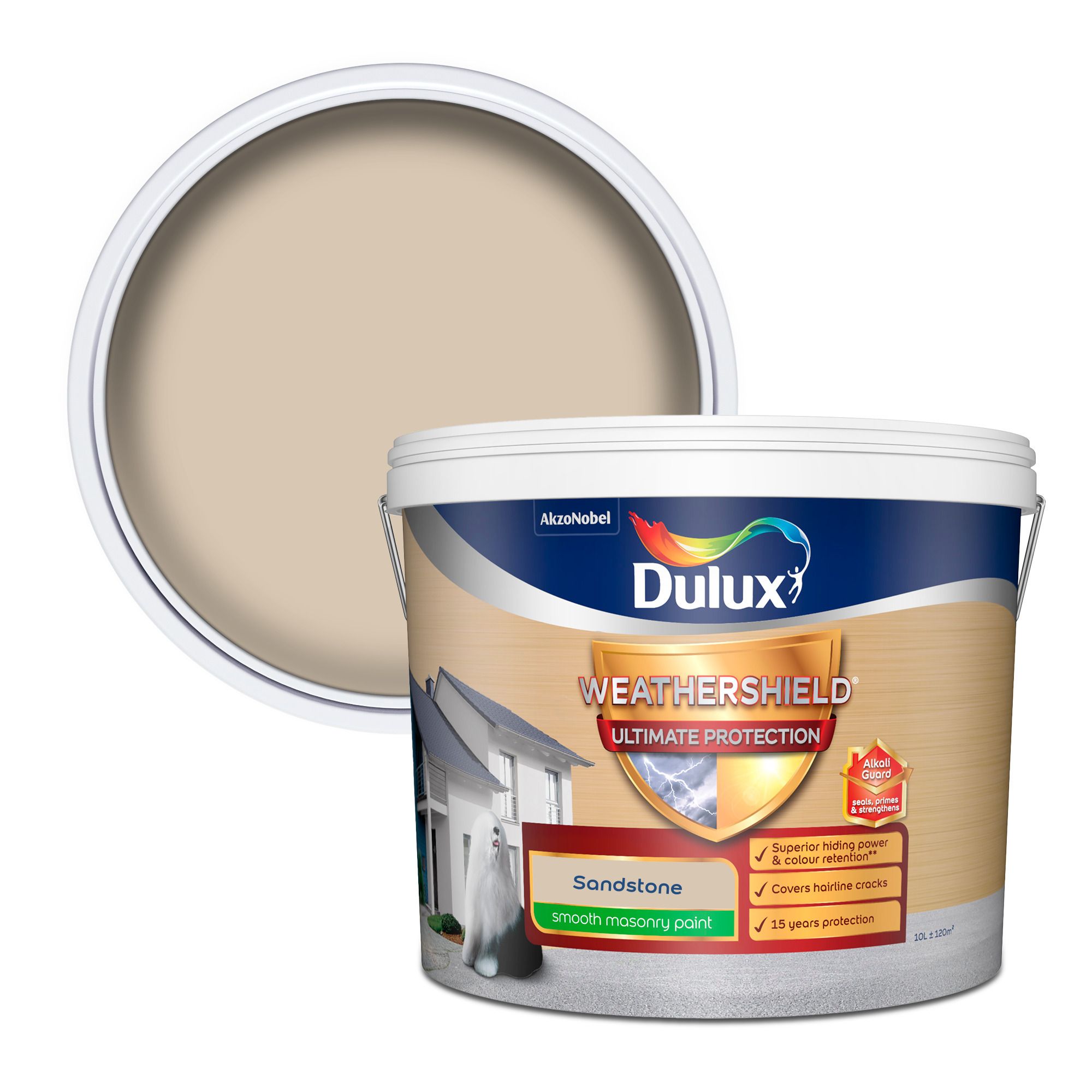 Dulux Weathershield Ultimate Sandstone Smooth Matt Masonry paint, 10L