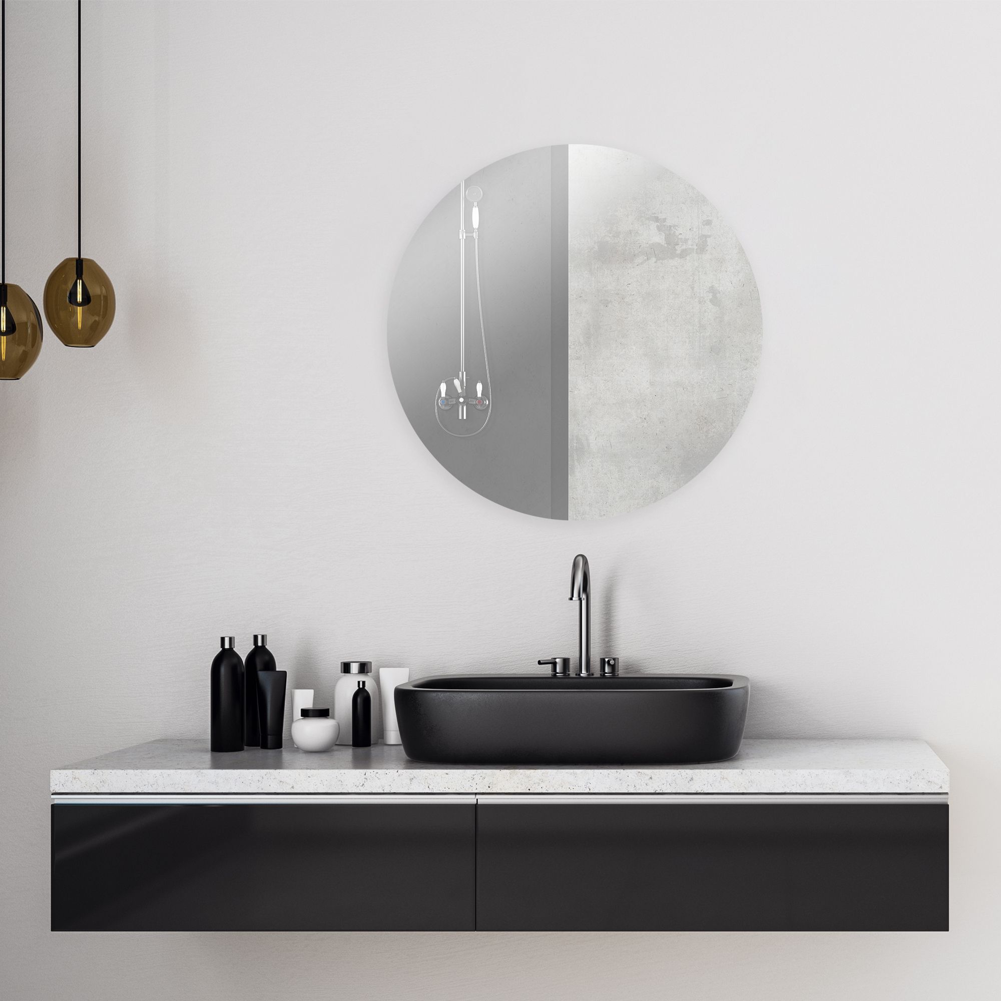 Dunnet Round Wall-mounted Bathroom Mirror (H)40cm (W)40cm