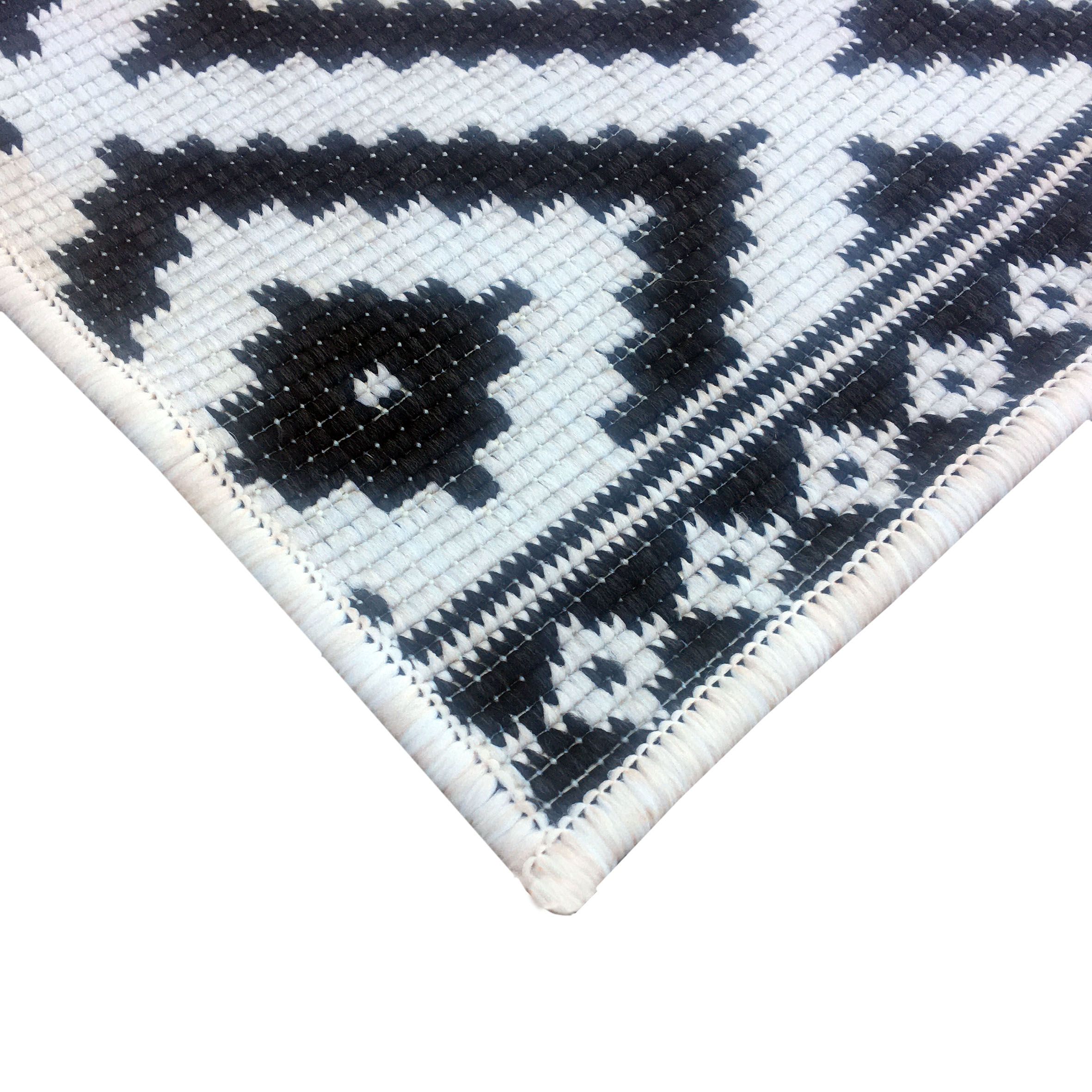 Duo Weave Black & White Geometric Reversible Indoor & outdoor Runner 180cmx70cm