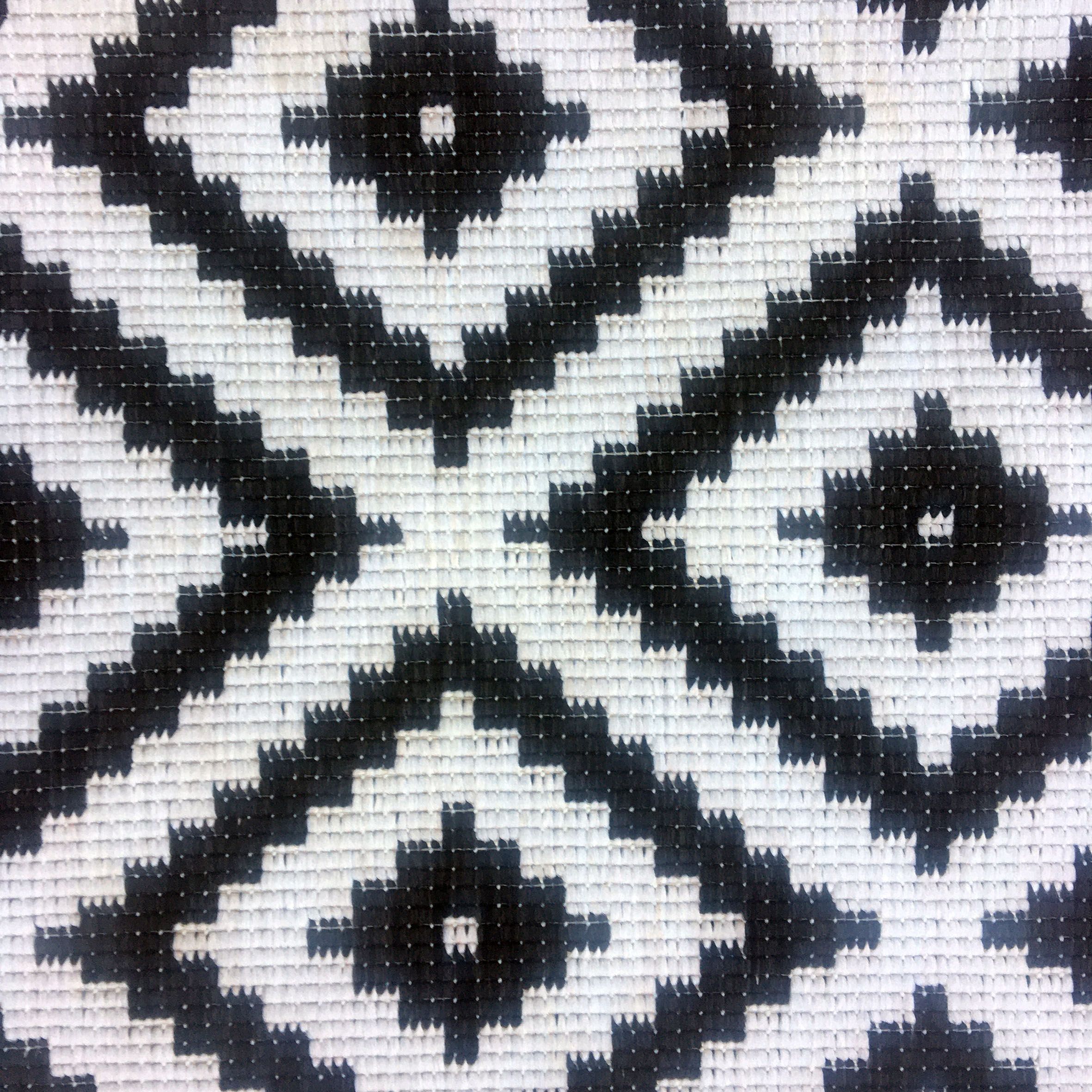 Duo Weave Black & White Geometric Reversible Indoor & outdoor Runner 180cmx70cm