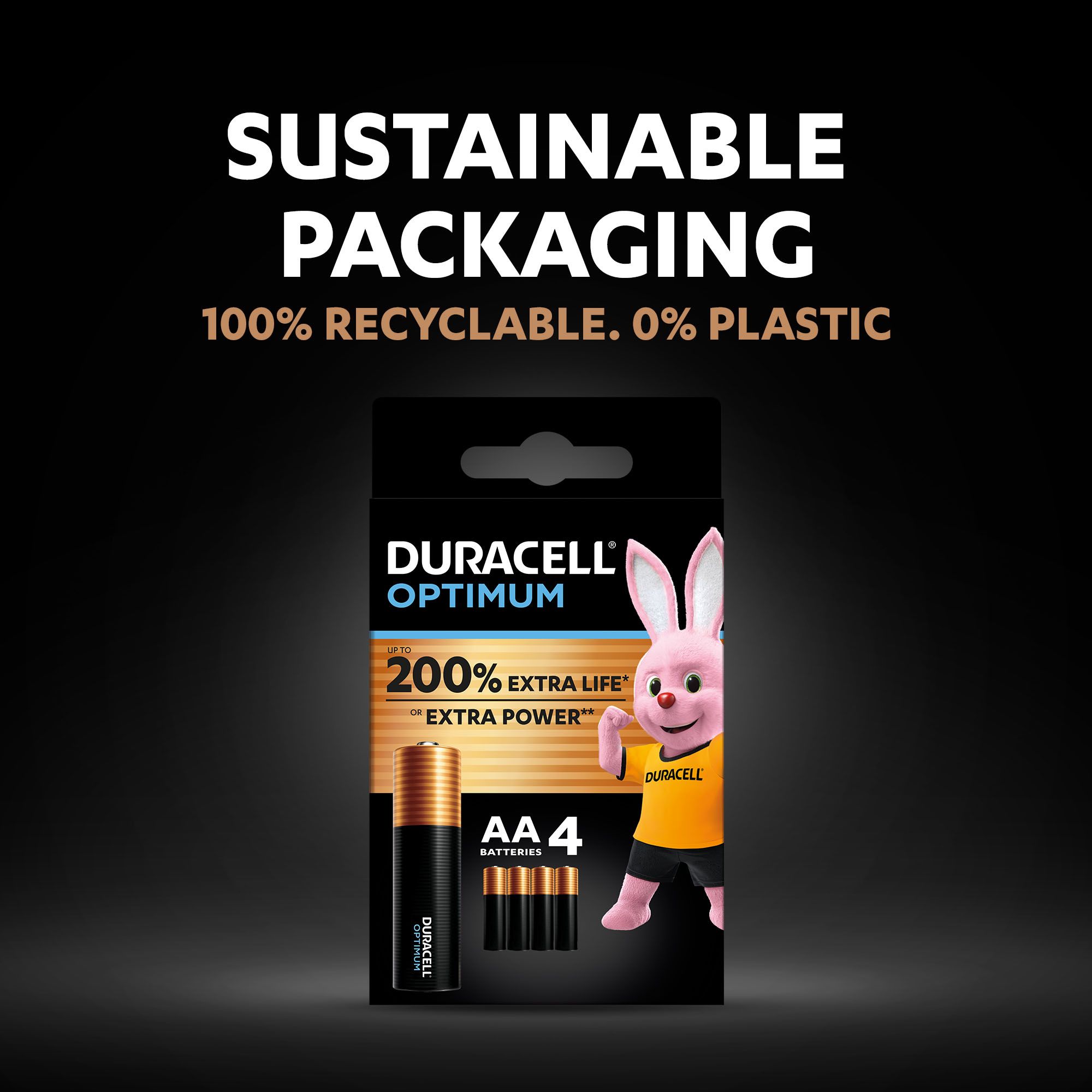 Duracell Optimum AA Battery, Pack of 4