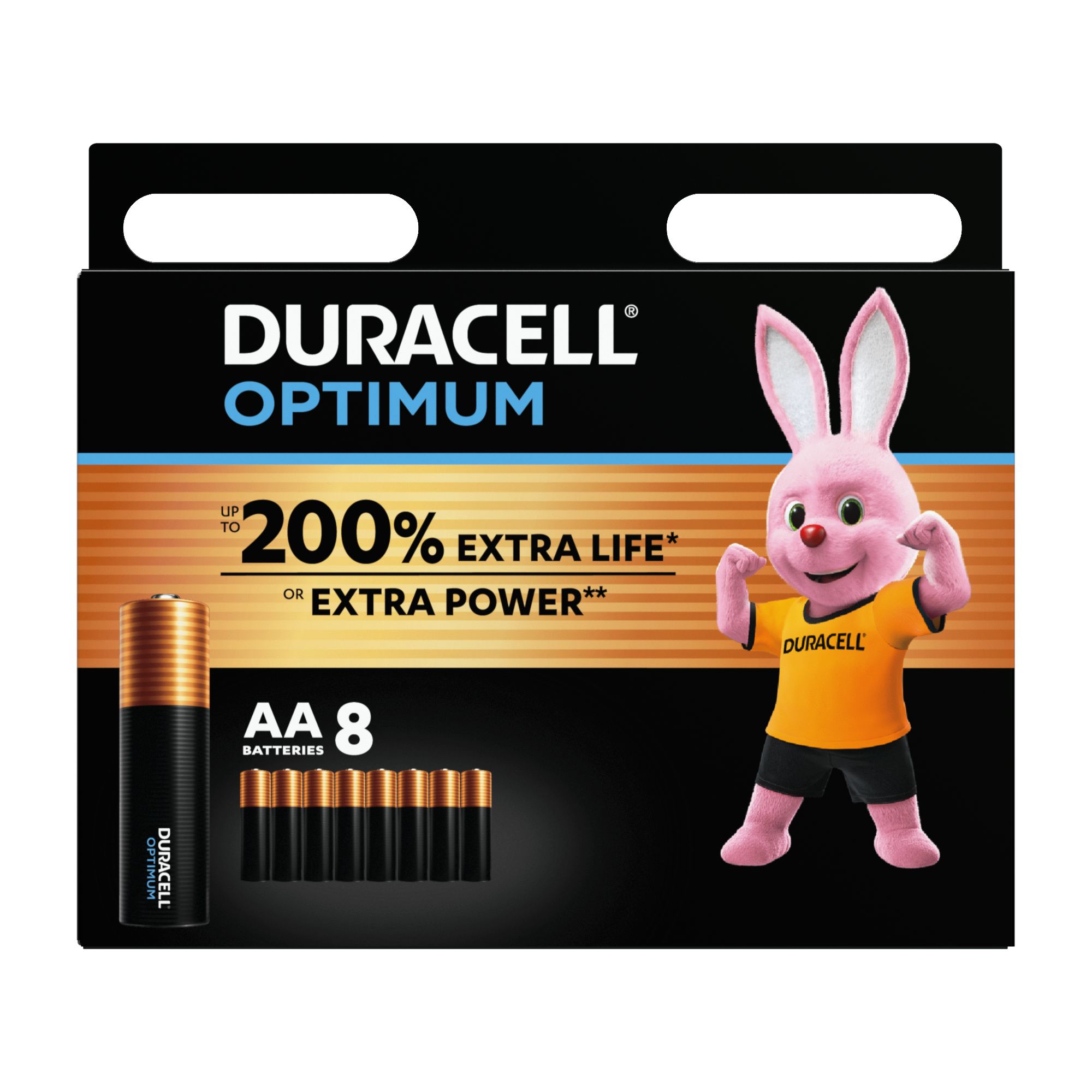 Duracell Optimum AA Battery, Pack of 8
