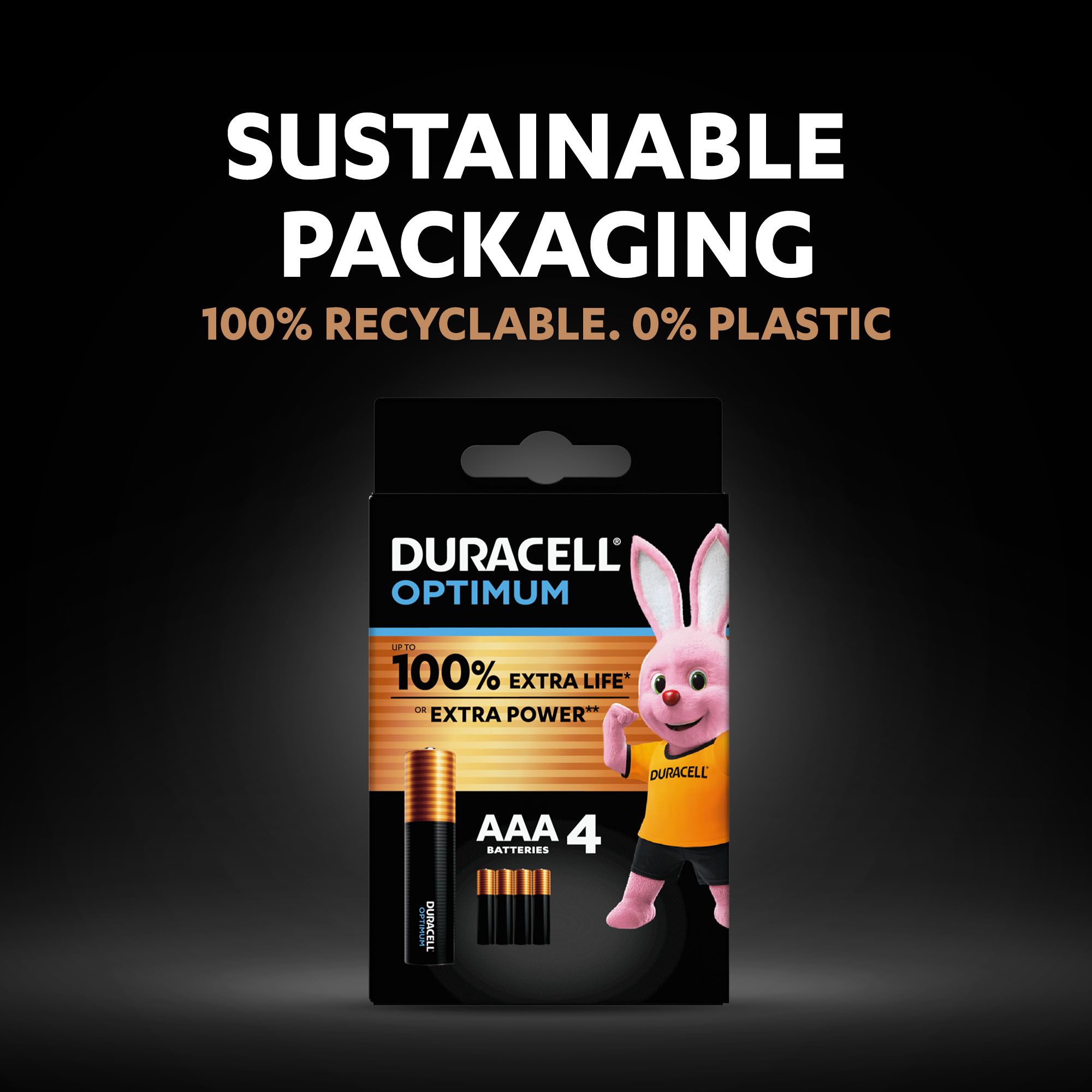 Duracell Optimum AAA Battery, Pack of 4