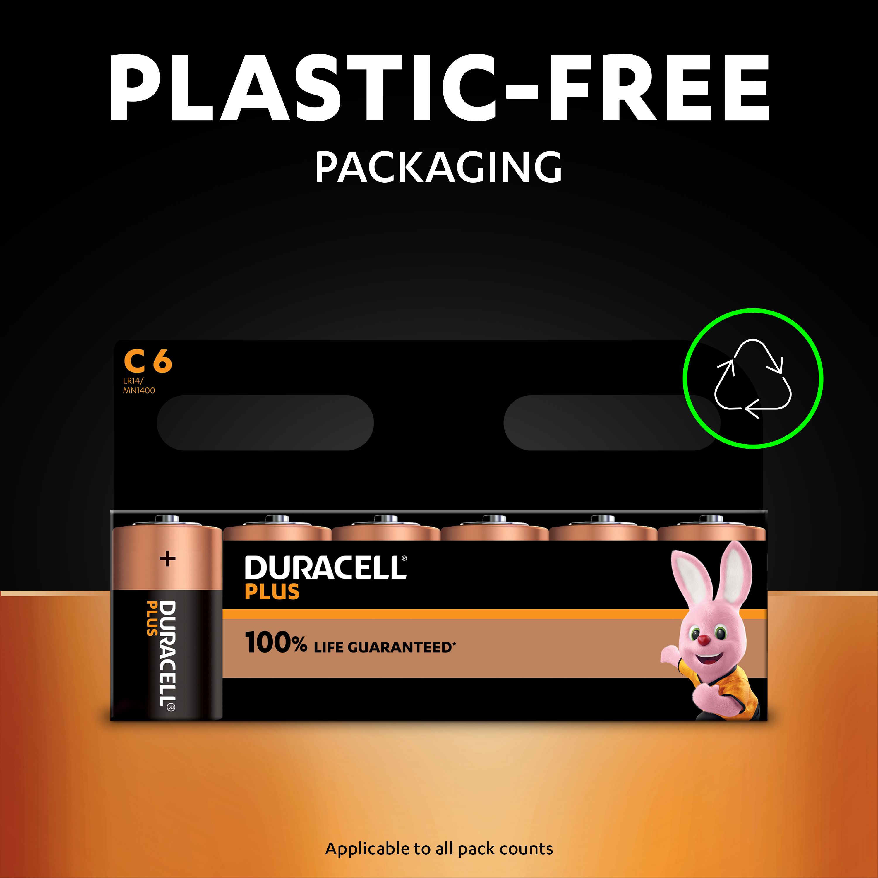 Duracell Plus 1.5V C Batteries, Pack of 4