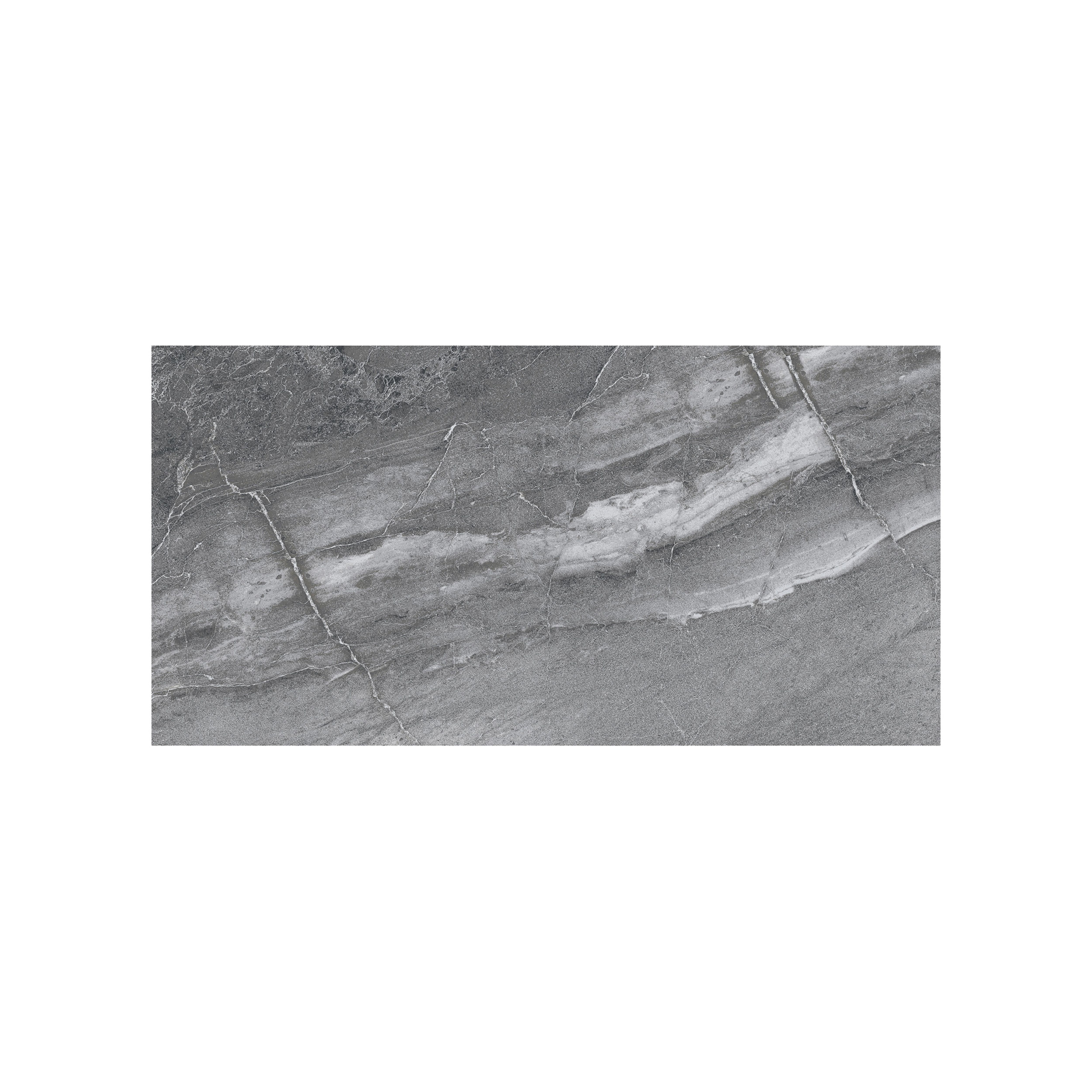 Duratile Designs Grey Gloss Stone effect Porcelain Indoor Wall & floor tile, Pack of 6, (L)600mm (W)300mm