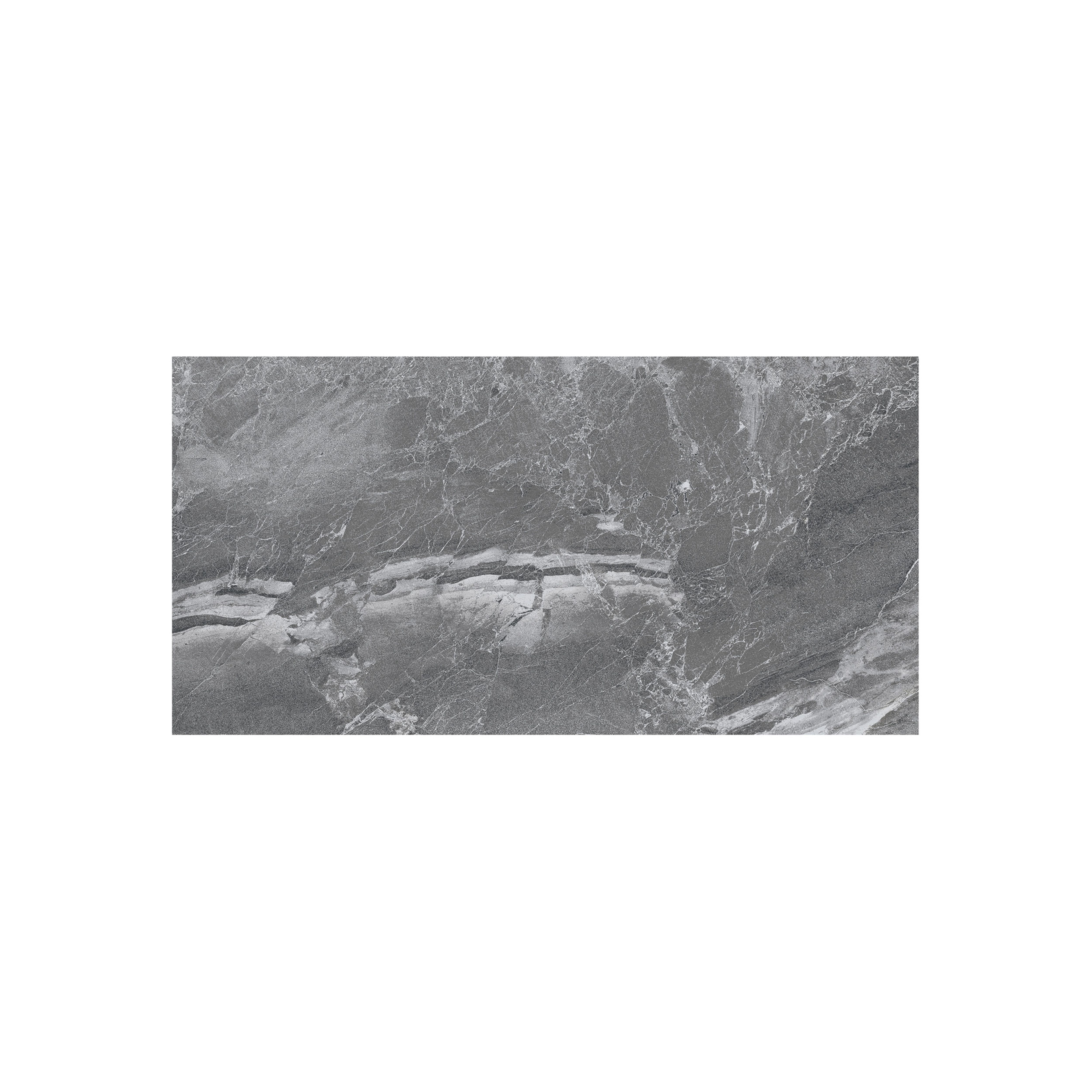 Duratile Designs Lavastone Grey Gloss Stone effect Porcelain Wall & floor Tile Sample