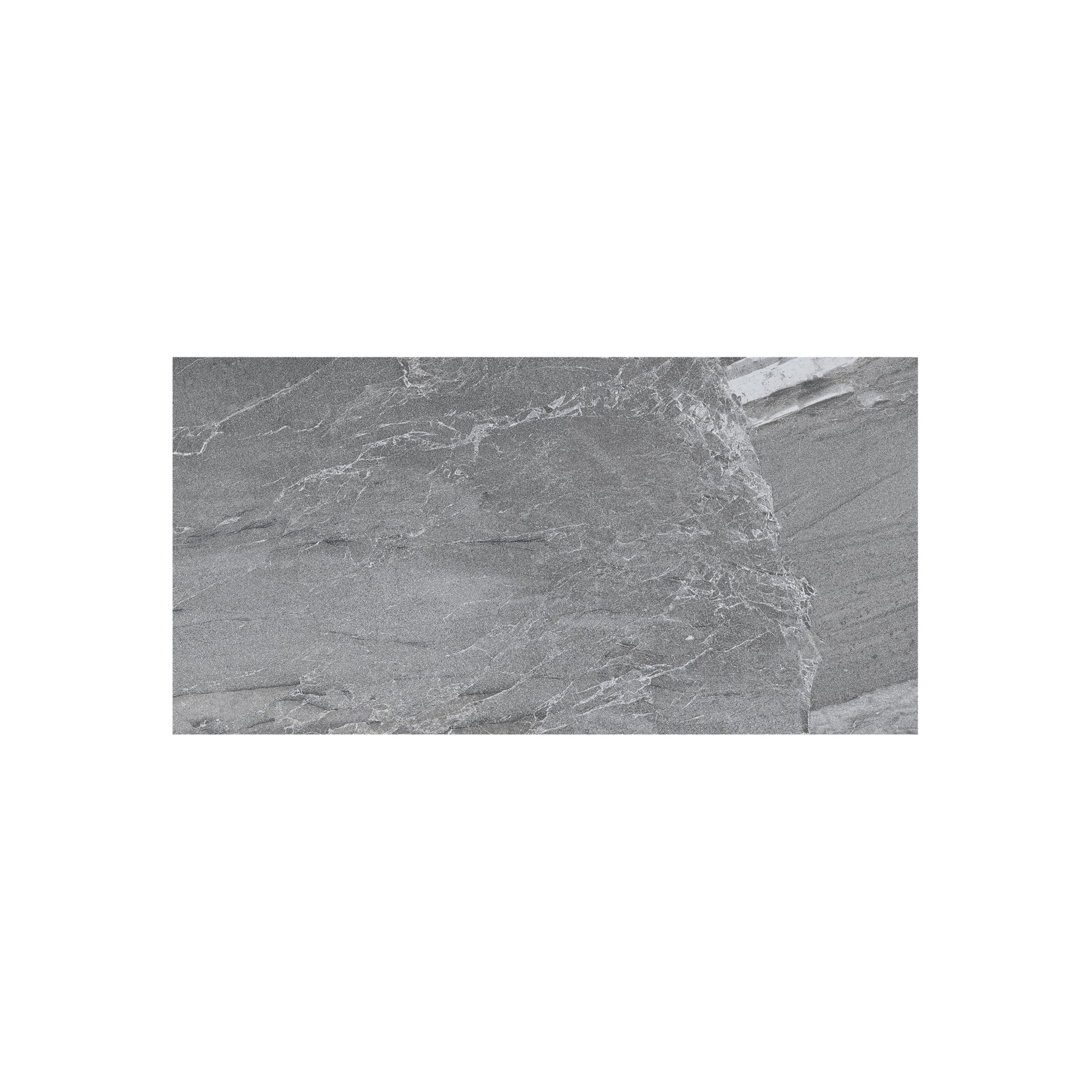 Duratile Designs Lavastone Grey Gloss Stone effect Porcelain Wall & floor Tile Sample