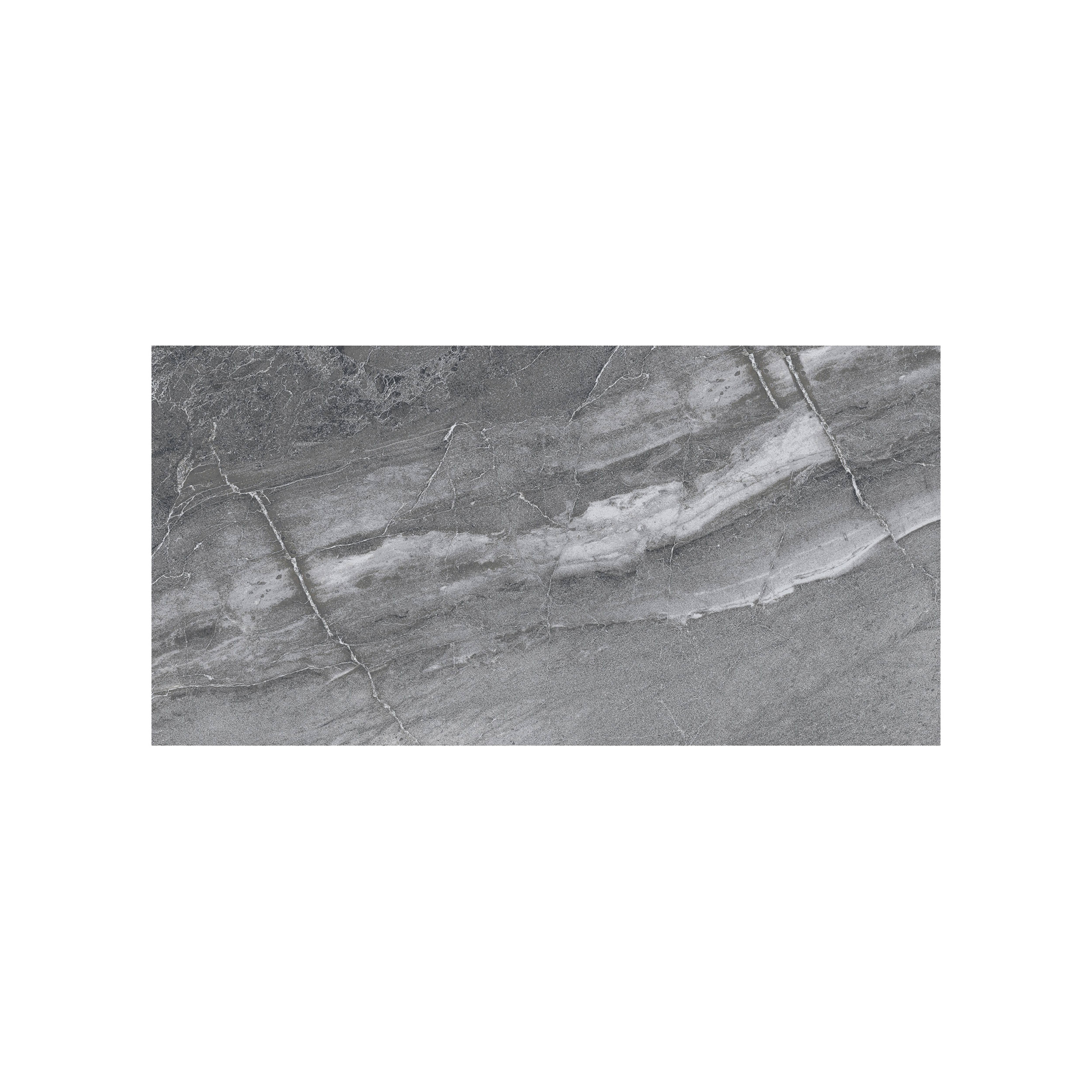 Duratile Designs Lavastone Grey Gloss Stone effect Porcelain Wall & floor Tile Sample