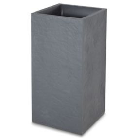 Durdica Dark grey Slate effect Plastic Square Plant pot (Dia)40cm