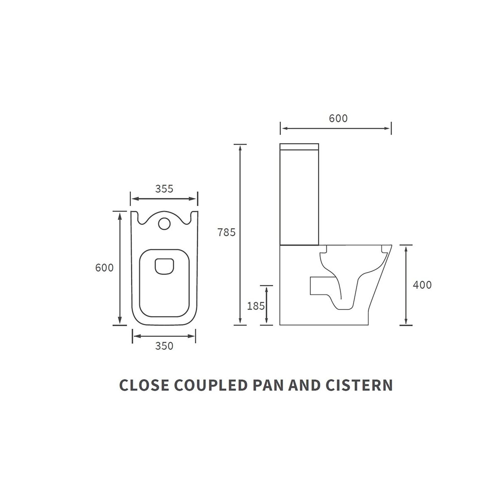 Durleigh White Slim Closed back Toilet set with Soft close seat & Close coupled cistern