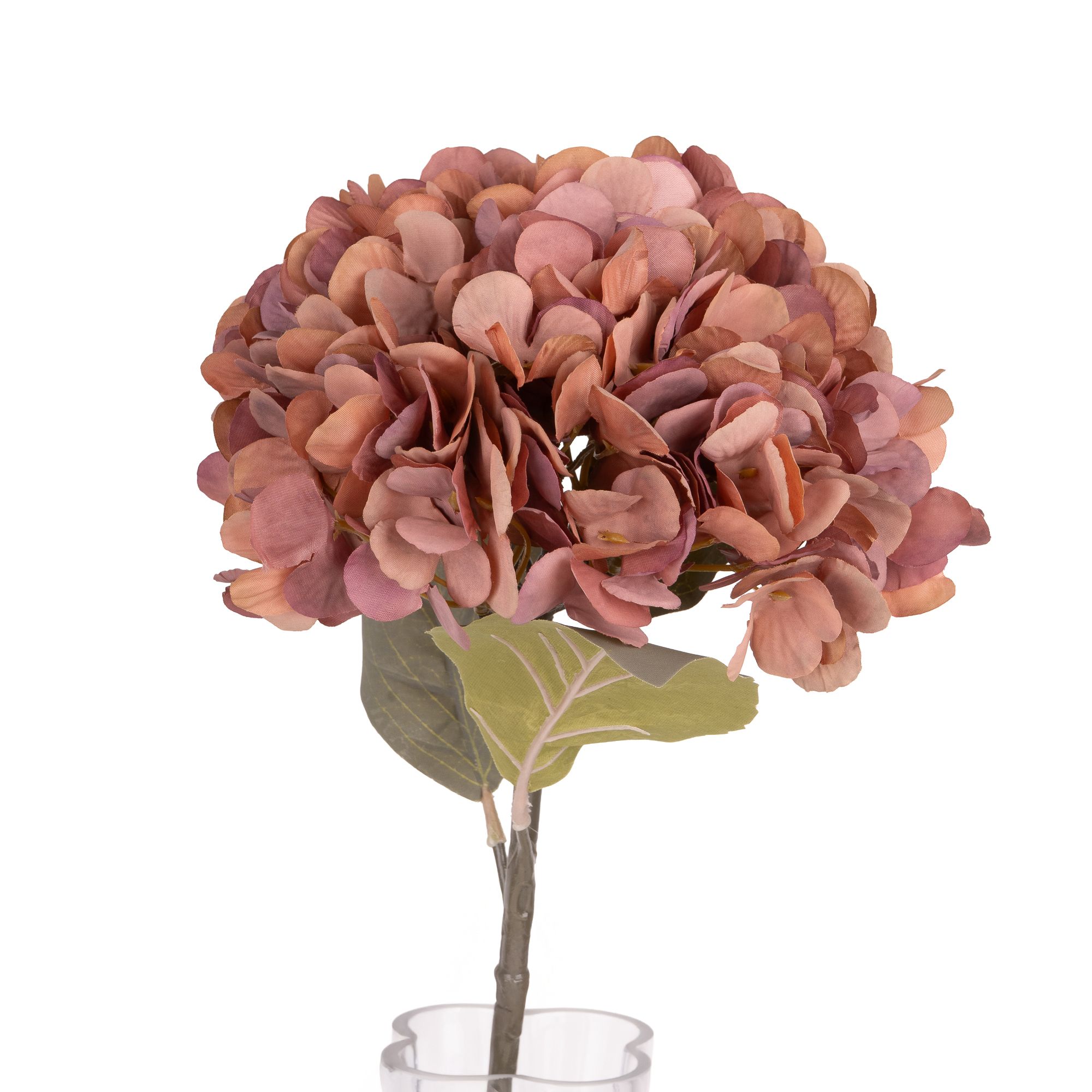 Dusky pink Hydrangea Single stem Artificial flower (H) 480mm