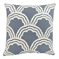 Dusty Blue Embroidered Indoor Cushion (L)45cm x (W)45cm