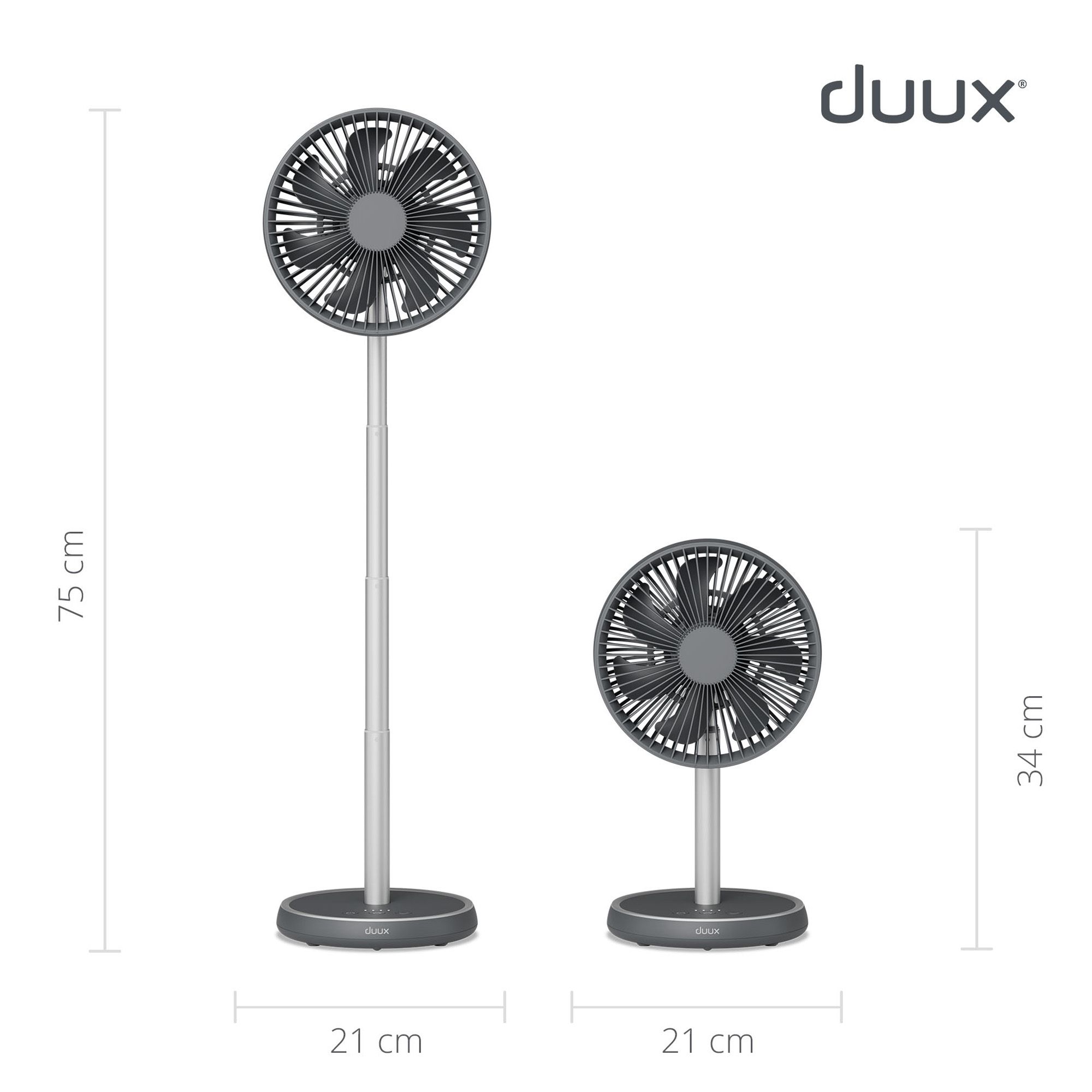Duux Rize Charcoal Quiet Mark 8" 10W Desk fan