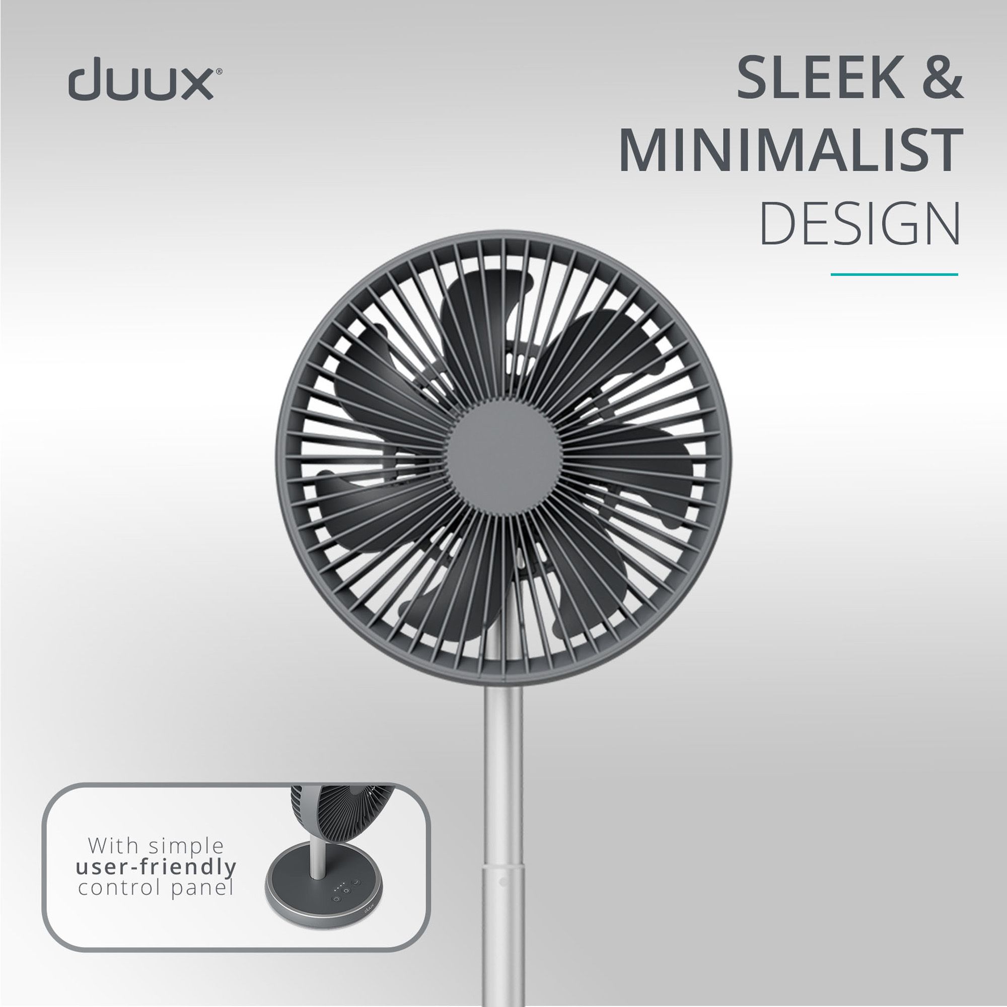 Duux Rize Charcoal Quiet Mark 8" 10W Desk fan