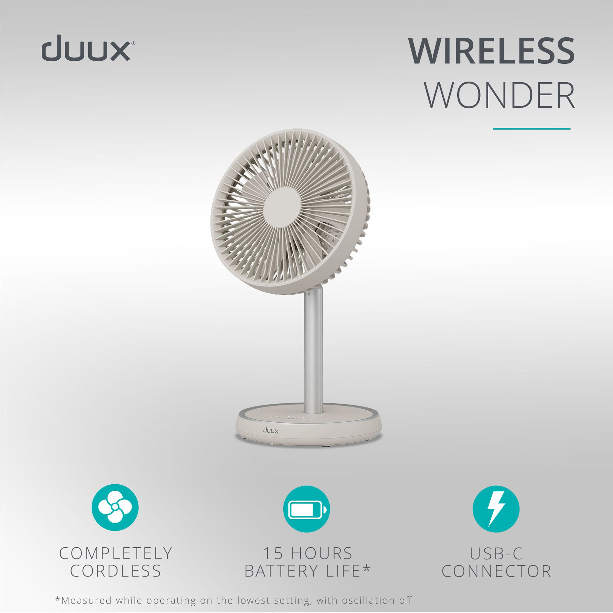 Duux Rize Stone Quiet Mark 8" 10W Desk fan