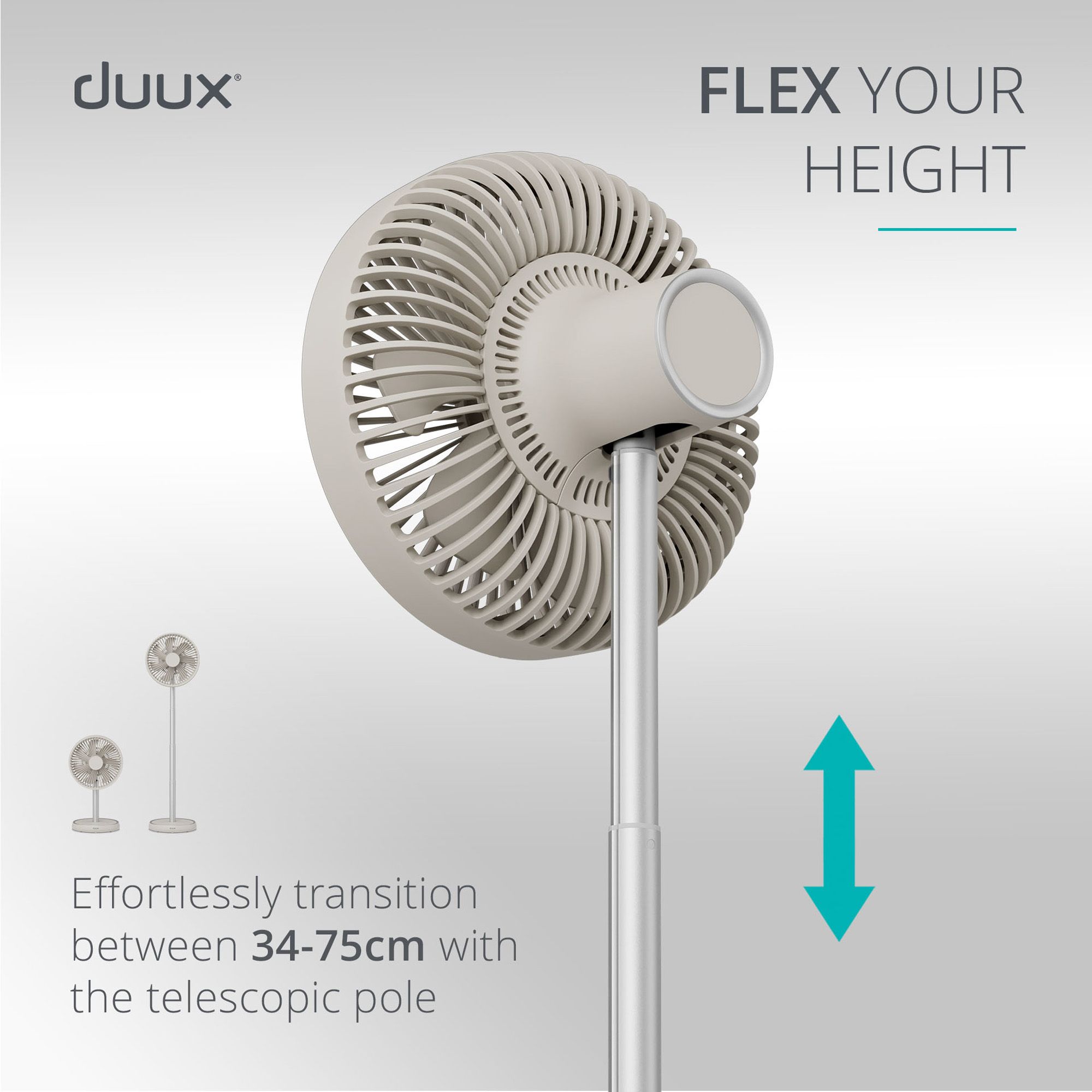 Duux Rize Stone Quiet Mark 8" 10W Desk fan