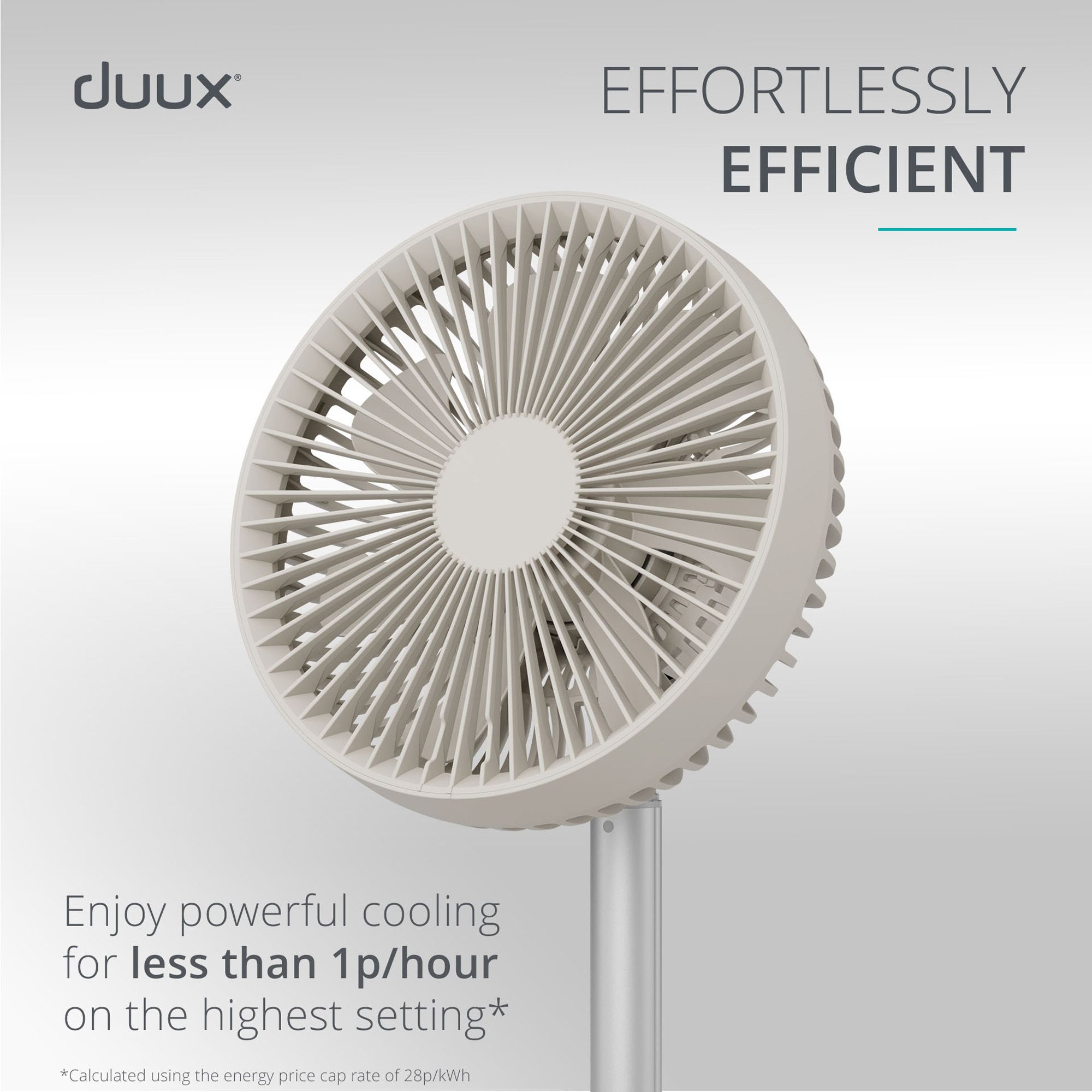 Duux Rize Stone Quiet Mark 8" 10W Desk fan