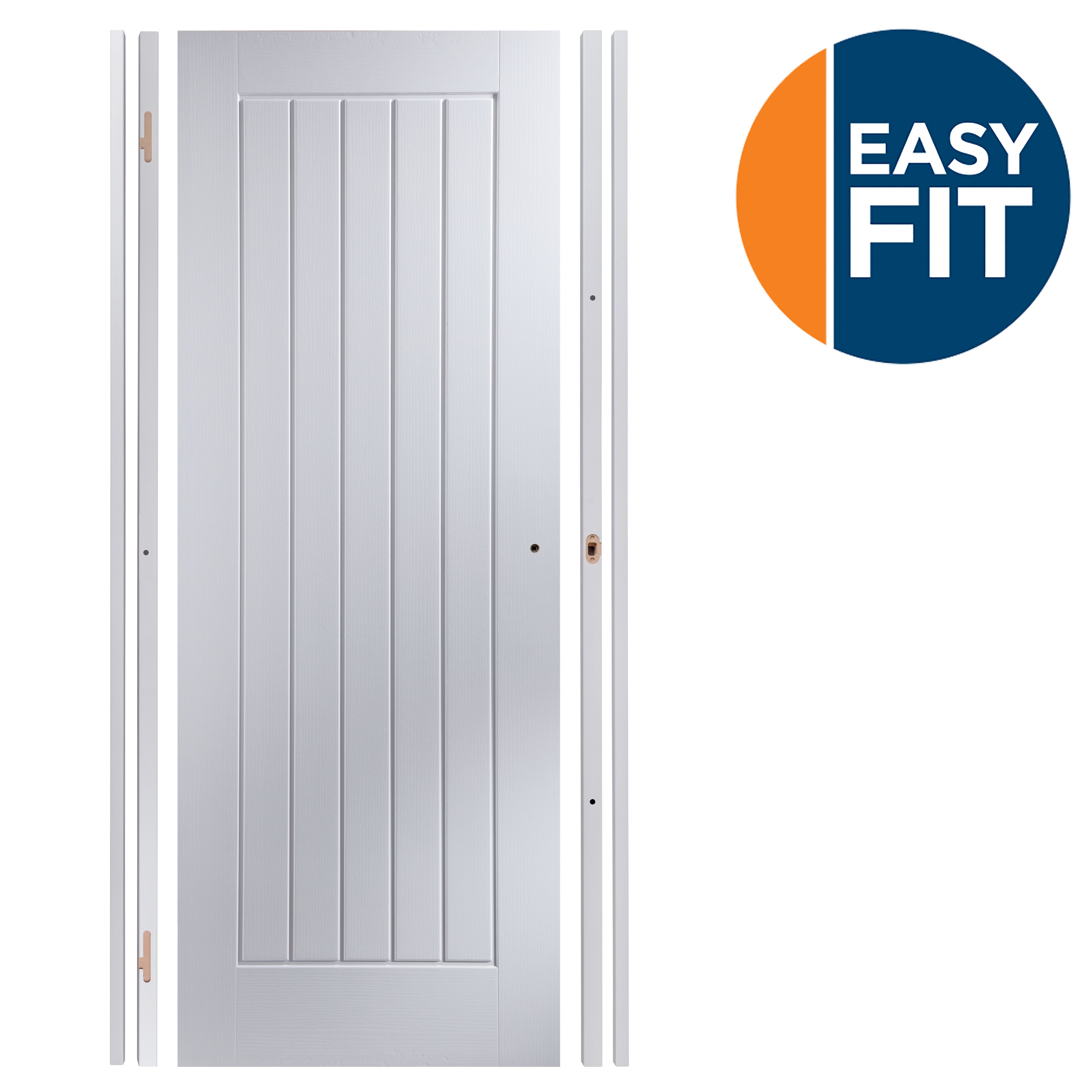 Easy fit Cottage White Adjustable Internal Door & frame set, (H)1988mm