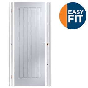 Easy fit Cottage White Adjustable Internal Door & frame set, (H)1988mm-1996mm (W)759mm-771mm