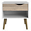Ebru Matt white oak effect 1 Drawer Bedside table (H)497mm (W)502mm (D)391mm