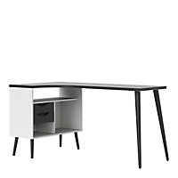 Ebru White & black 2 drawer Desk (H)758mm (W)1451mm (D)810mm