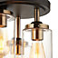 Edinburgh Matt Black Antique brass effect 3 Lamp Ceiling light