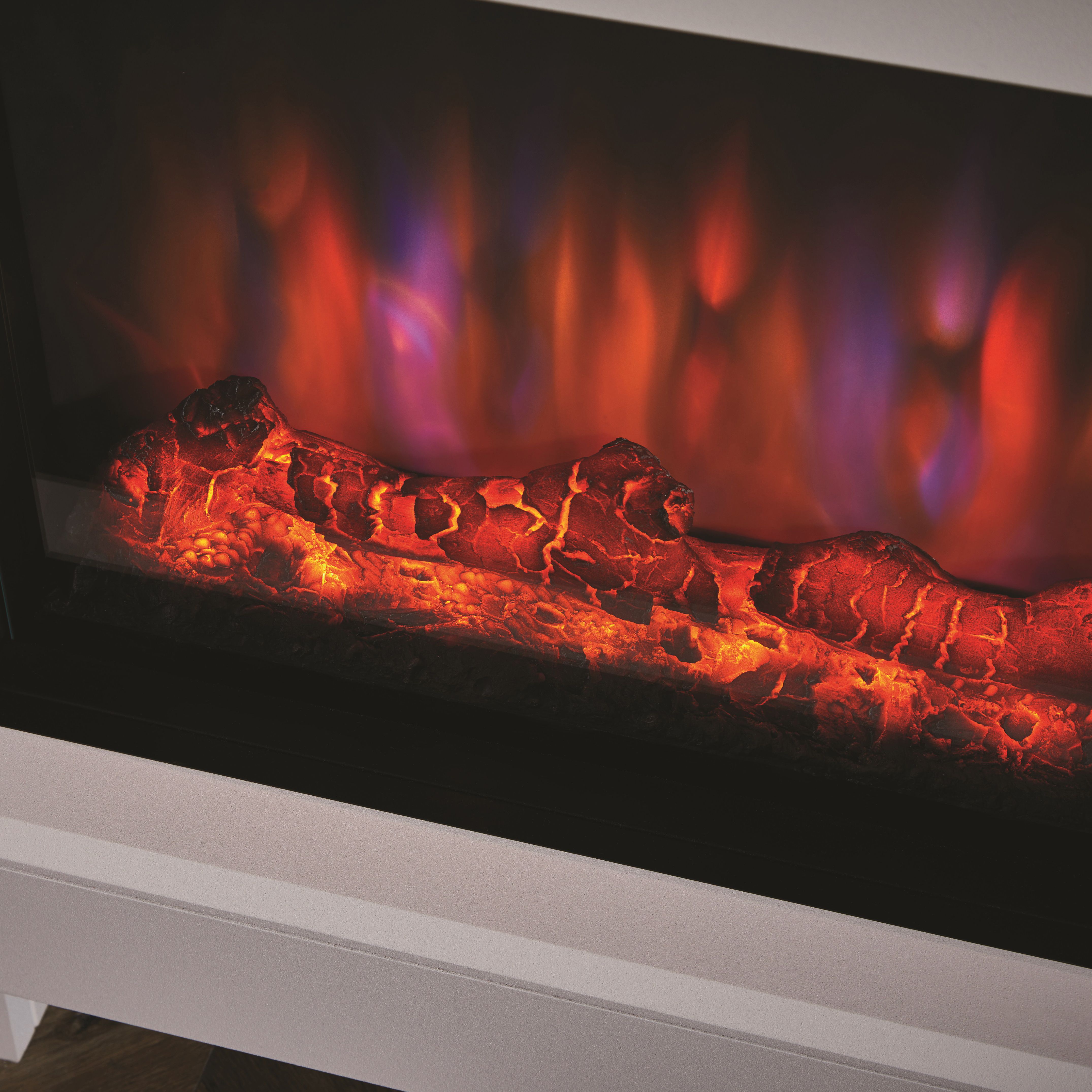 Eggleston White Electric LED electric fire suite