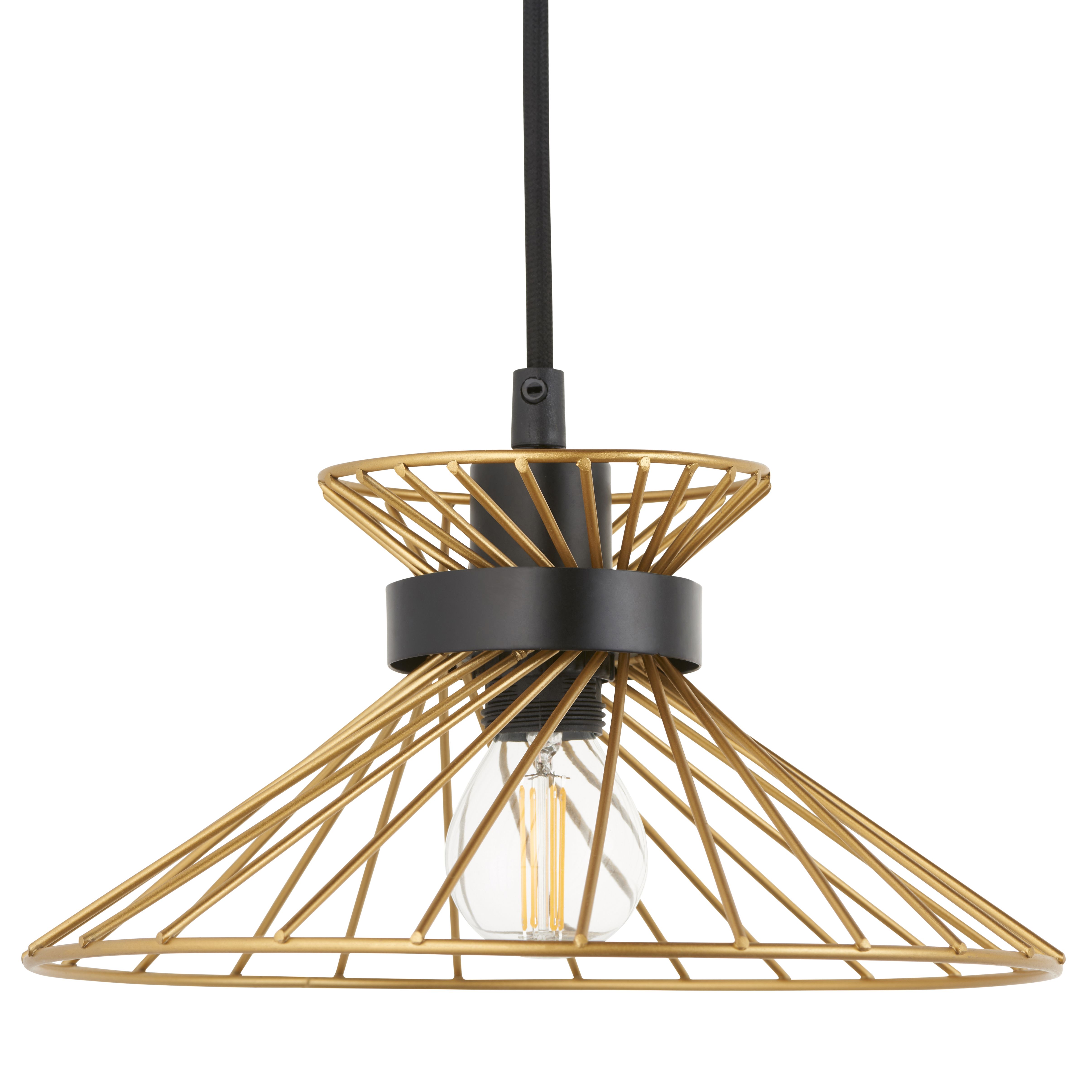 Eiffel Steel Black & Gold effect 3 Lamp Ceiling light
