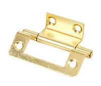 Electroplated Brass effect Steel Double-cranked Door hinge (L)50mm, Pack of 2